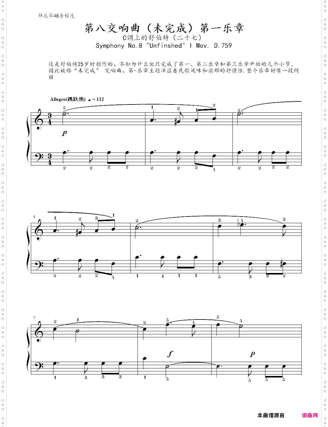 27、第八交响曲 未完成 第一乐章 - c调上的舒伯特