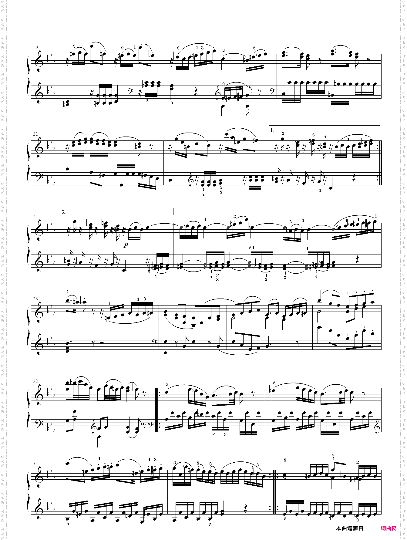 莫扎特降b大调钢琴奏鸣曲k570第二乐章