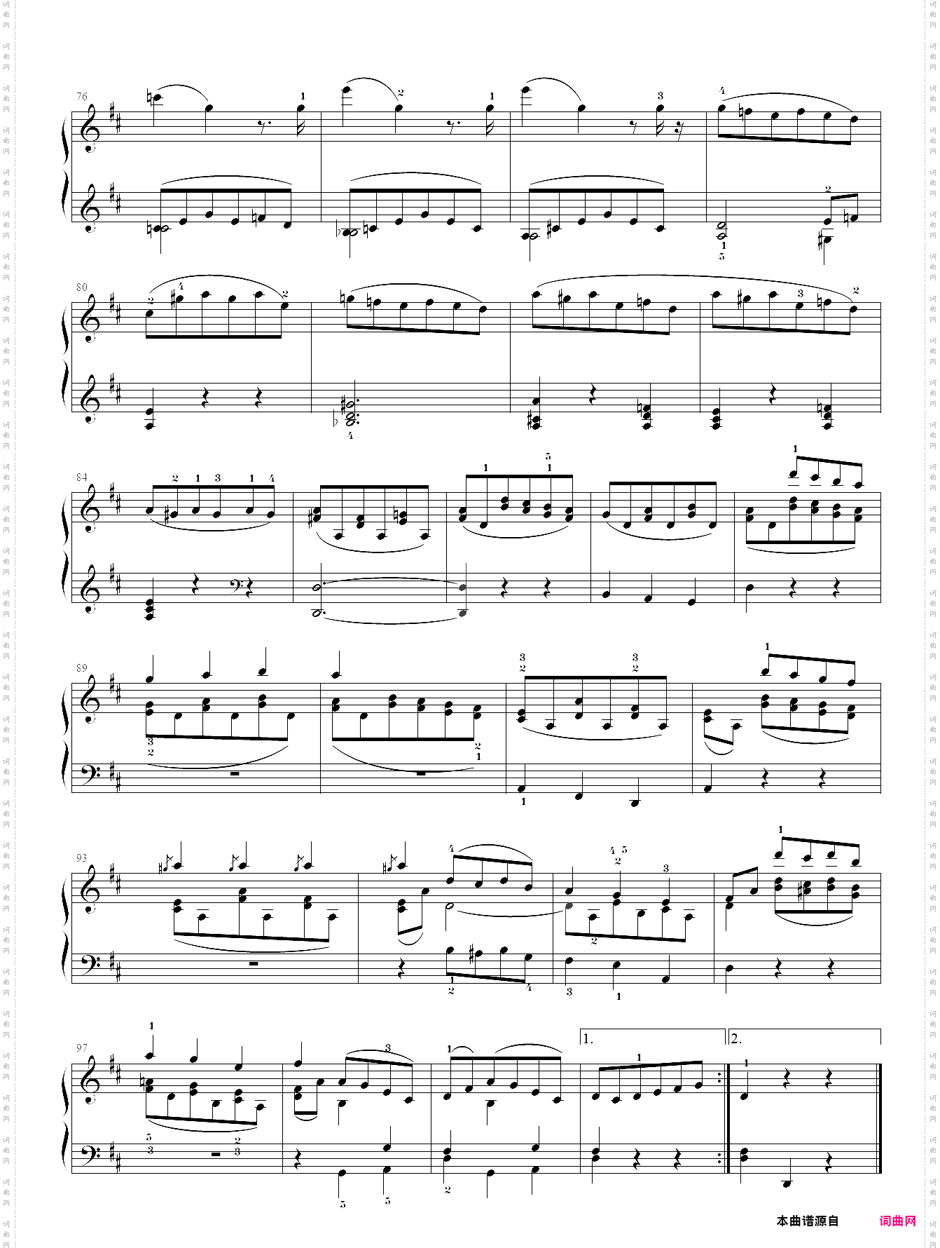 莫扎特a大调钢琴奏鸣曲k331第二乐章
