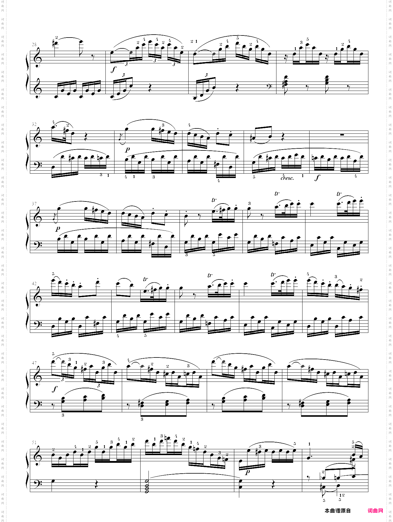 莫扎特c大调钢琴奏鸣曲k330第三乐章