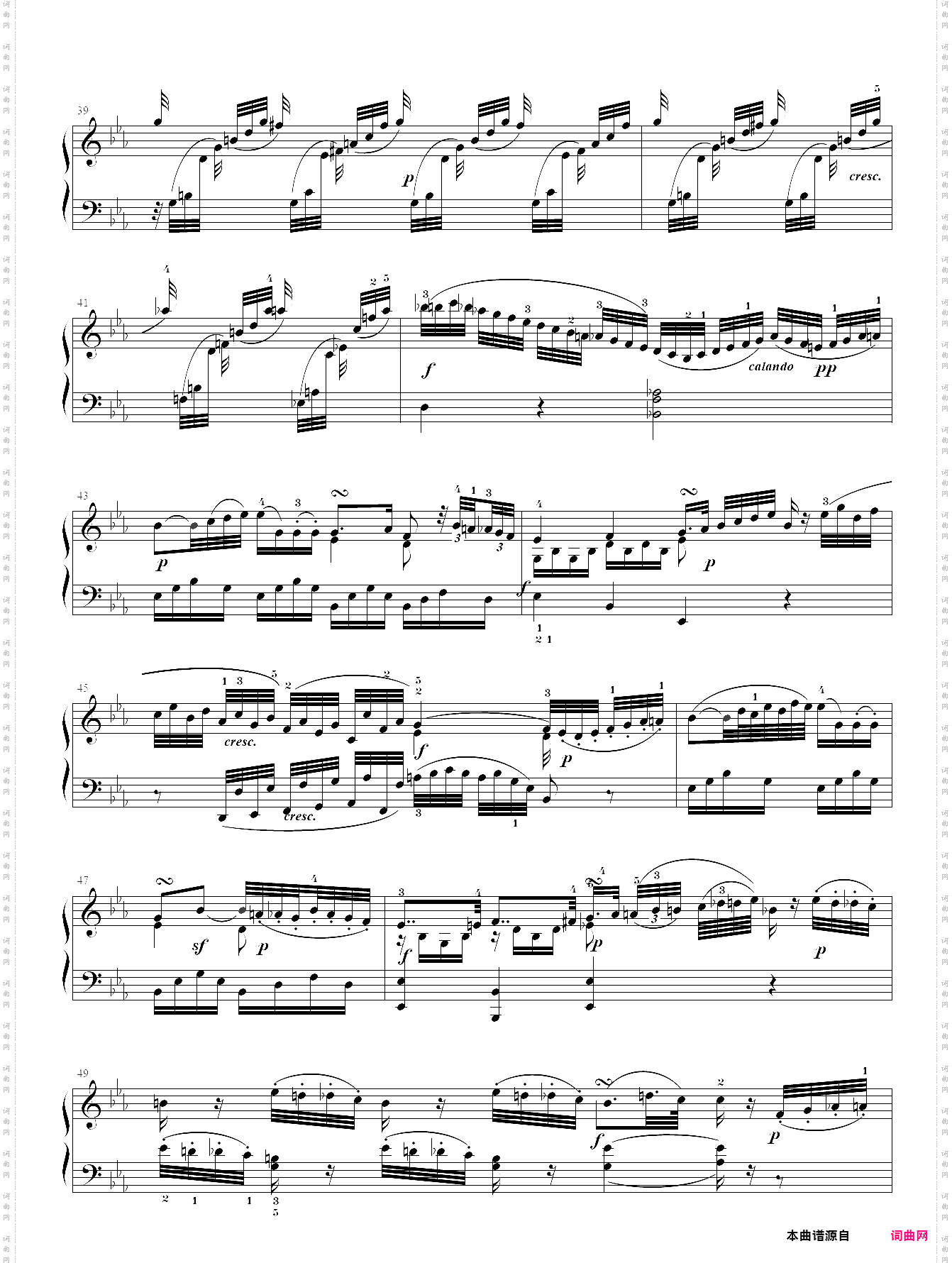 莫扎特c小调钢琴奏鸣曲k457第二乐章