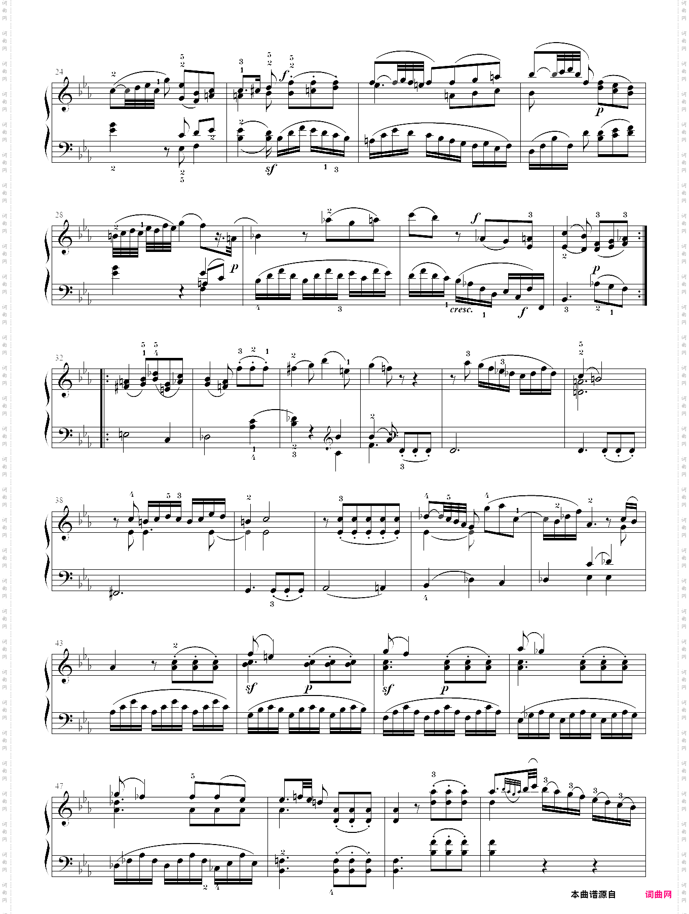 莫扎特降b大调钢琴奏鸣曲k333第二乐章