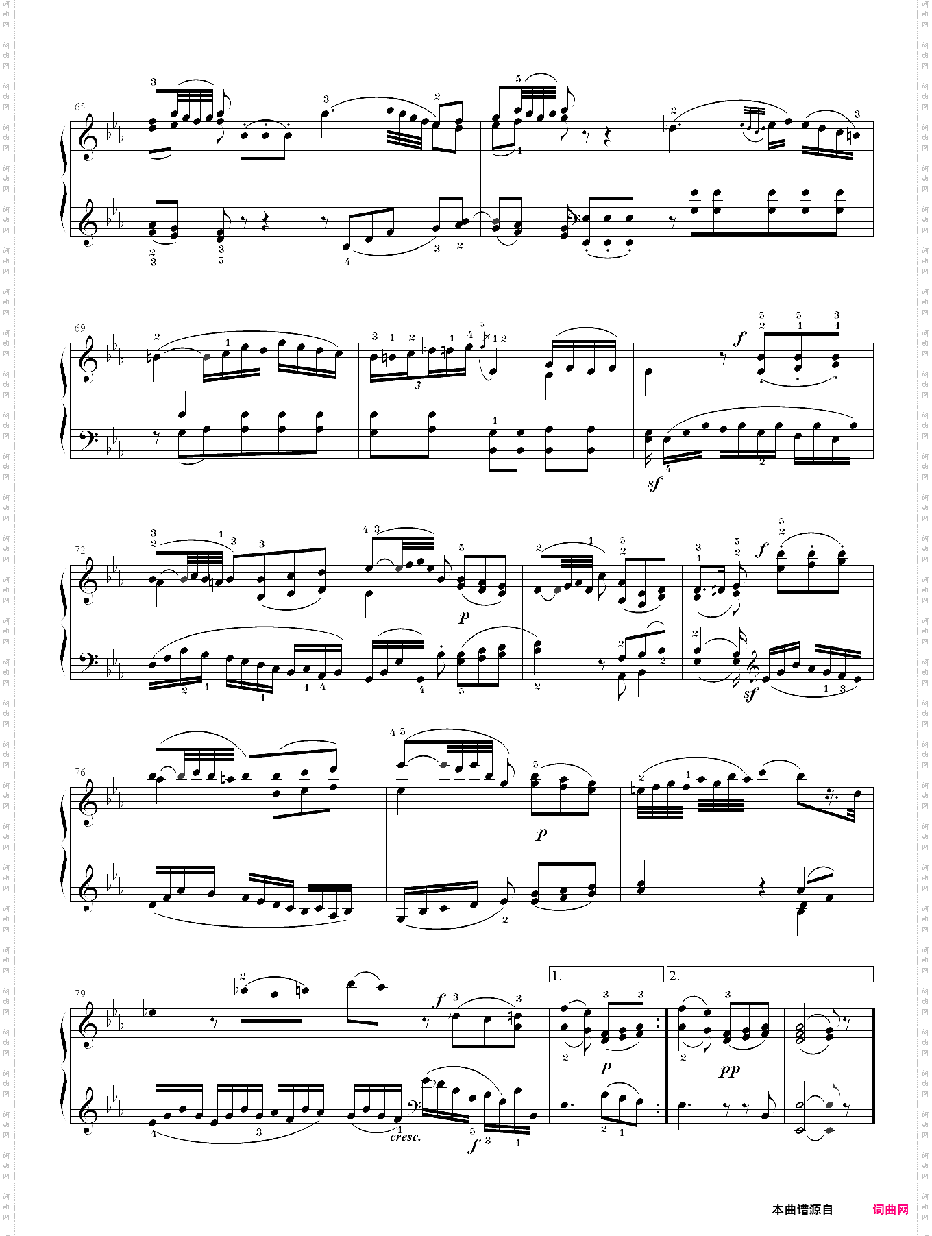 莫扎特降b大调钢琴奏鸣曲k333第二乐章