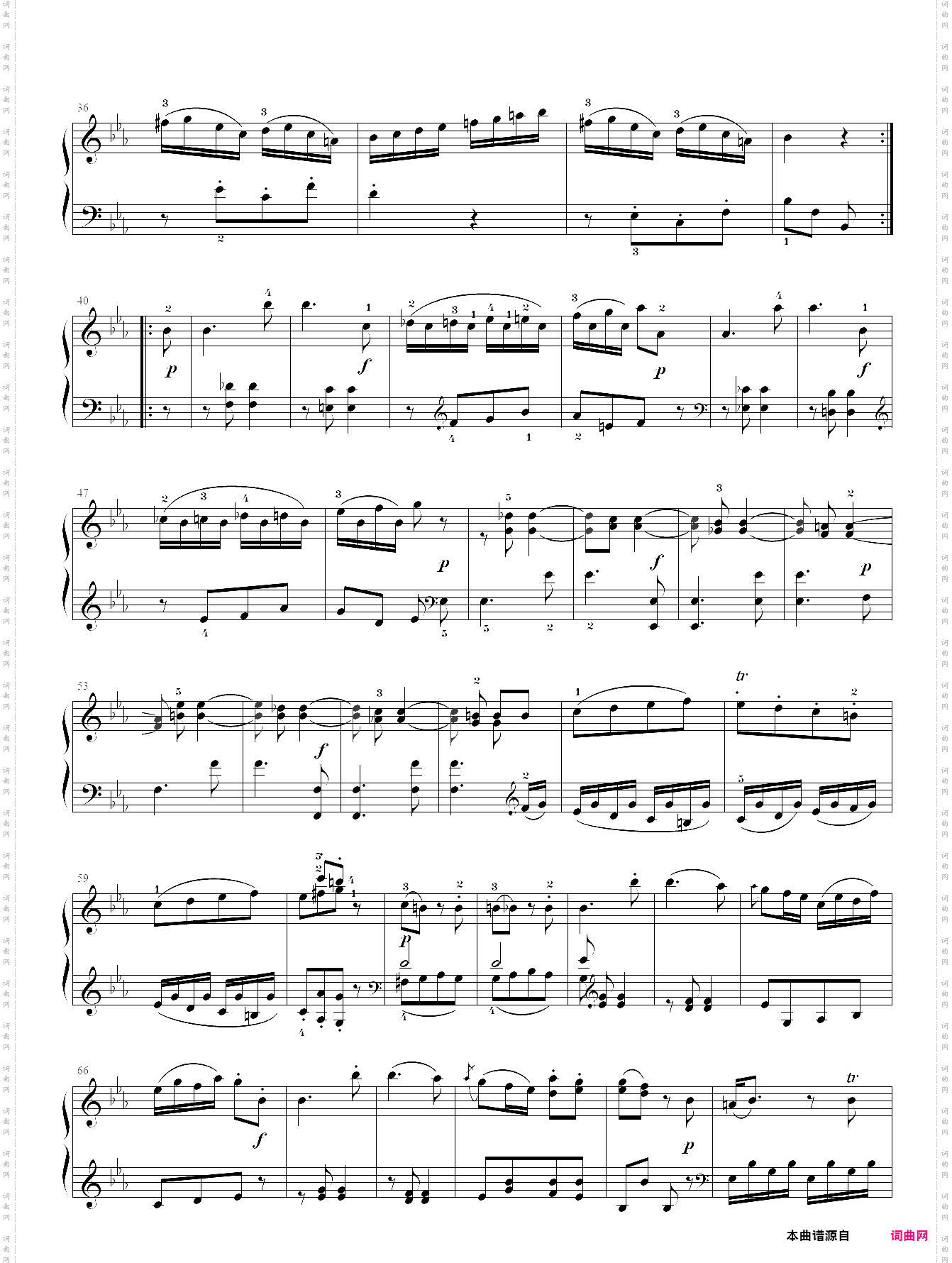 莫扎特 降e大调钢琴奏鸣曲kv 282第三乐章
