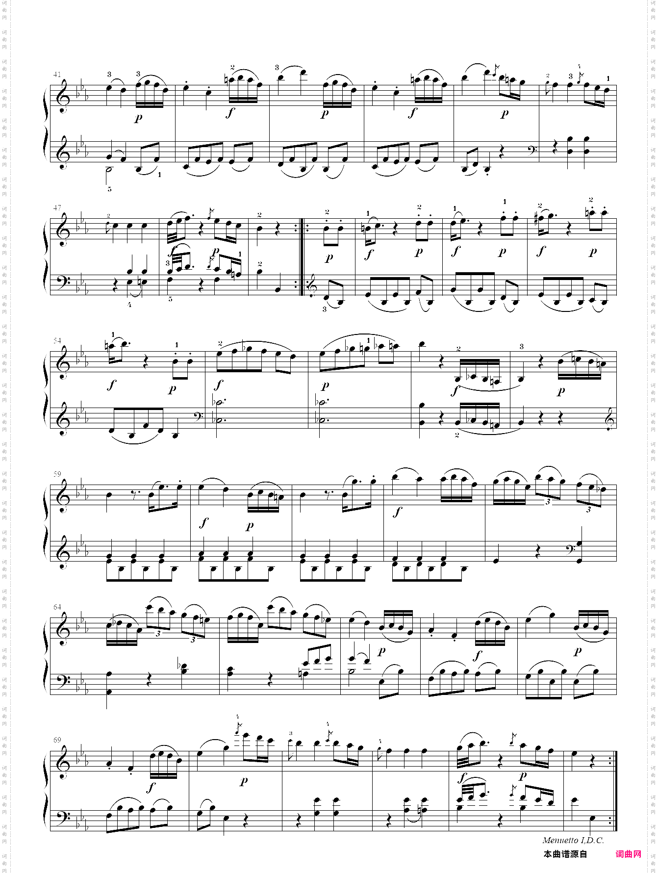 莫扎特 降e大调钢琴奏鸣曲kv 282第二乐章