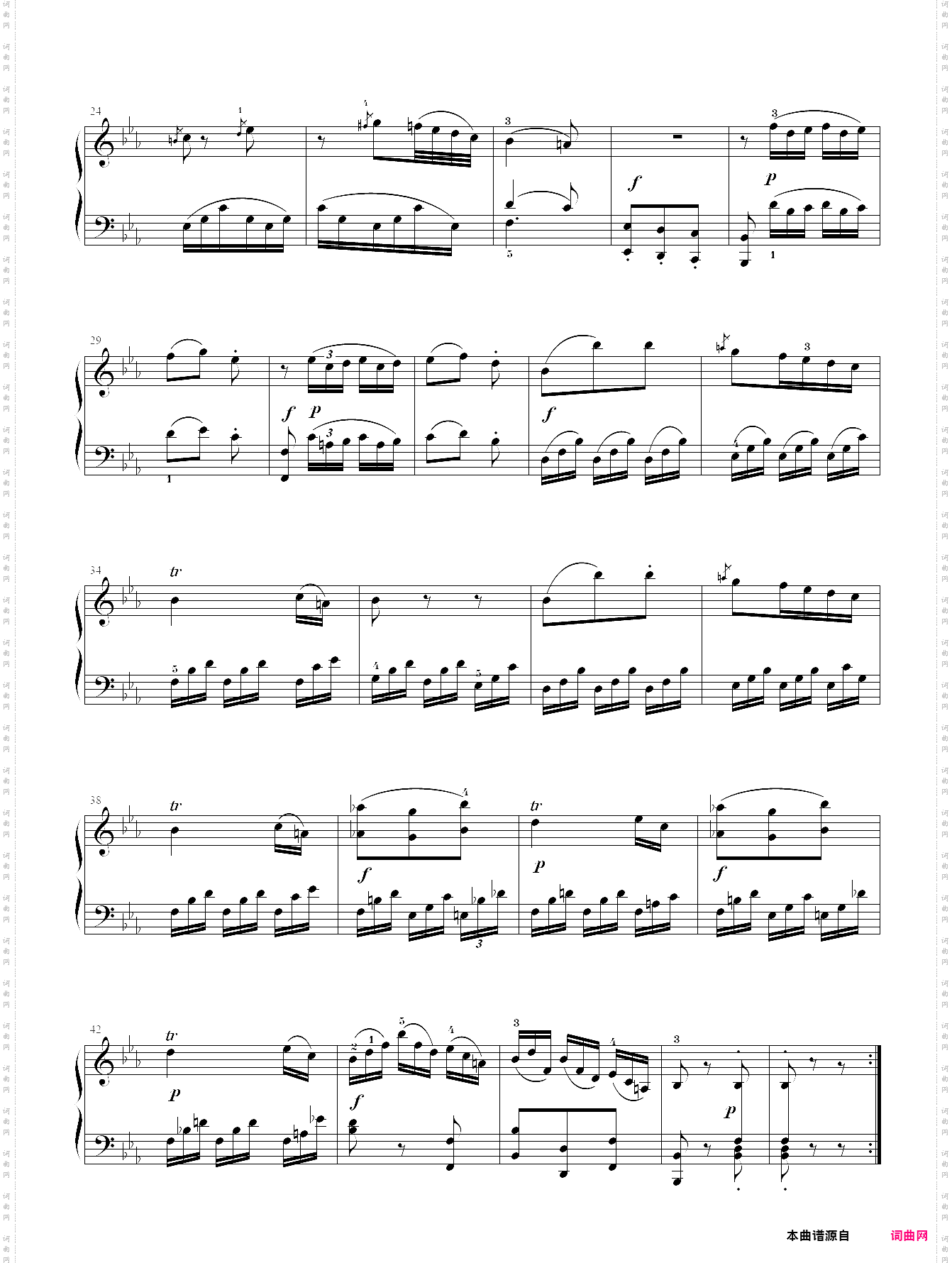 莫扎特 降b大调钢琴奏鸣曲kv 281第二乐章