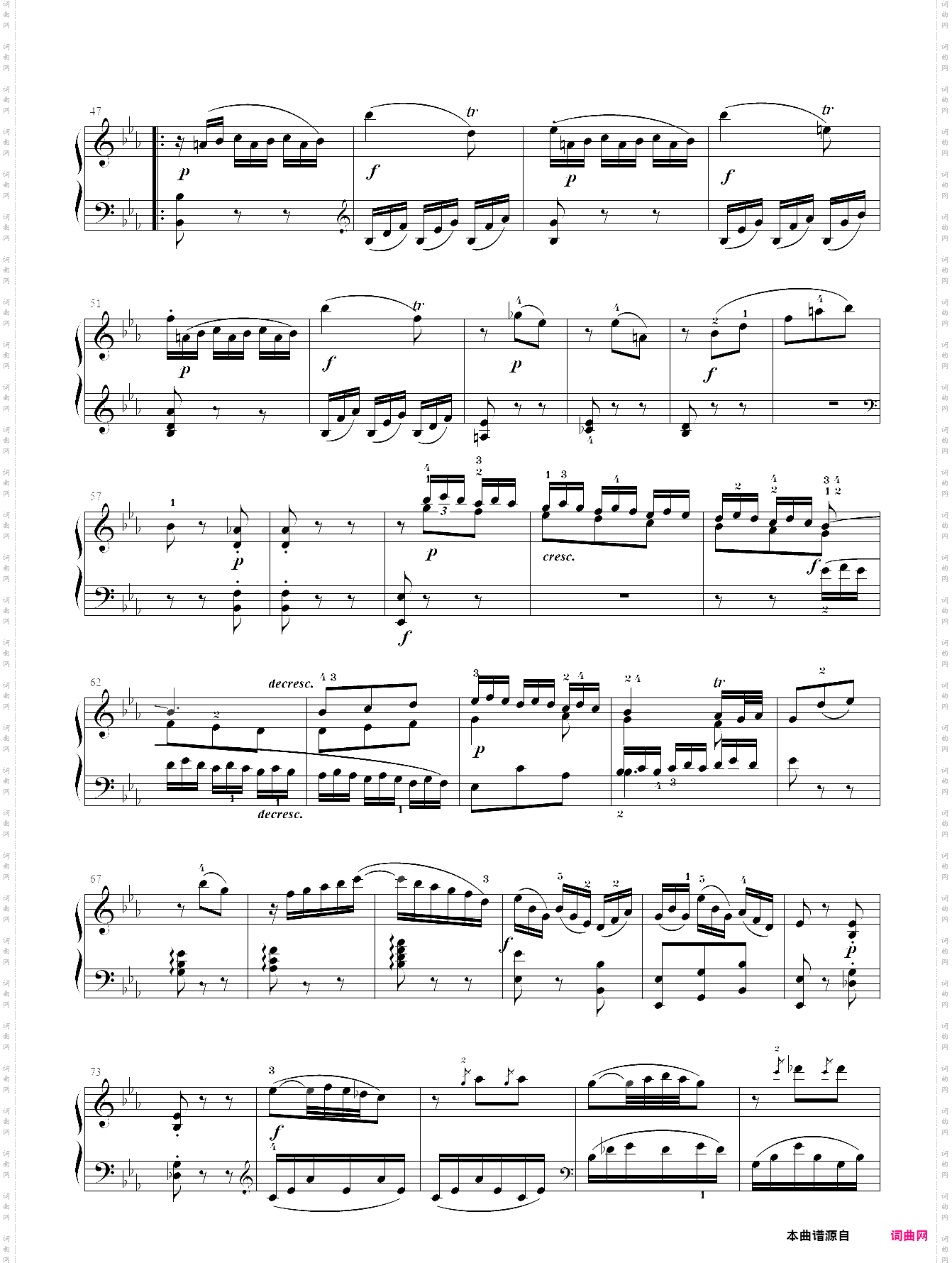 莫扎特 降b大调钢琴奏鸣曲kv 281第二乐章