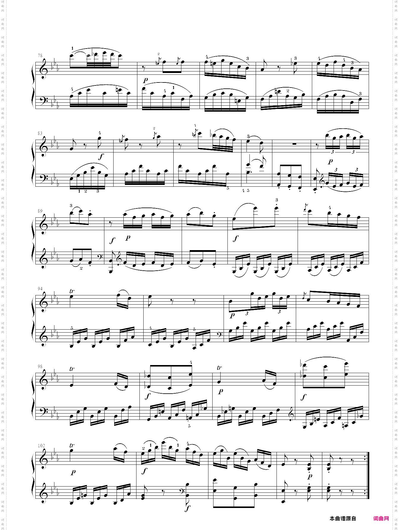 莫扎特 降b大调钢琴奏鸣曲kv 281第二乐章