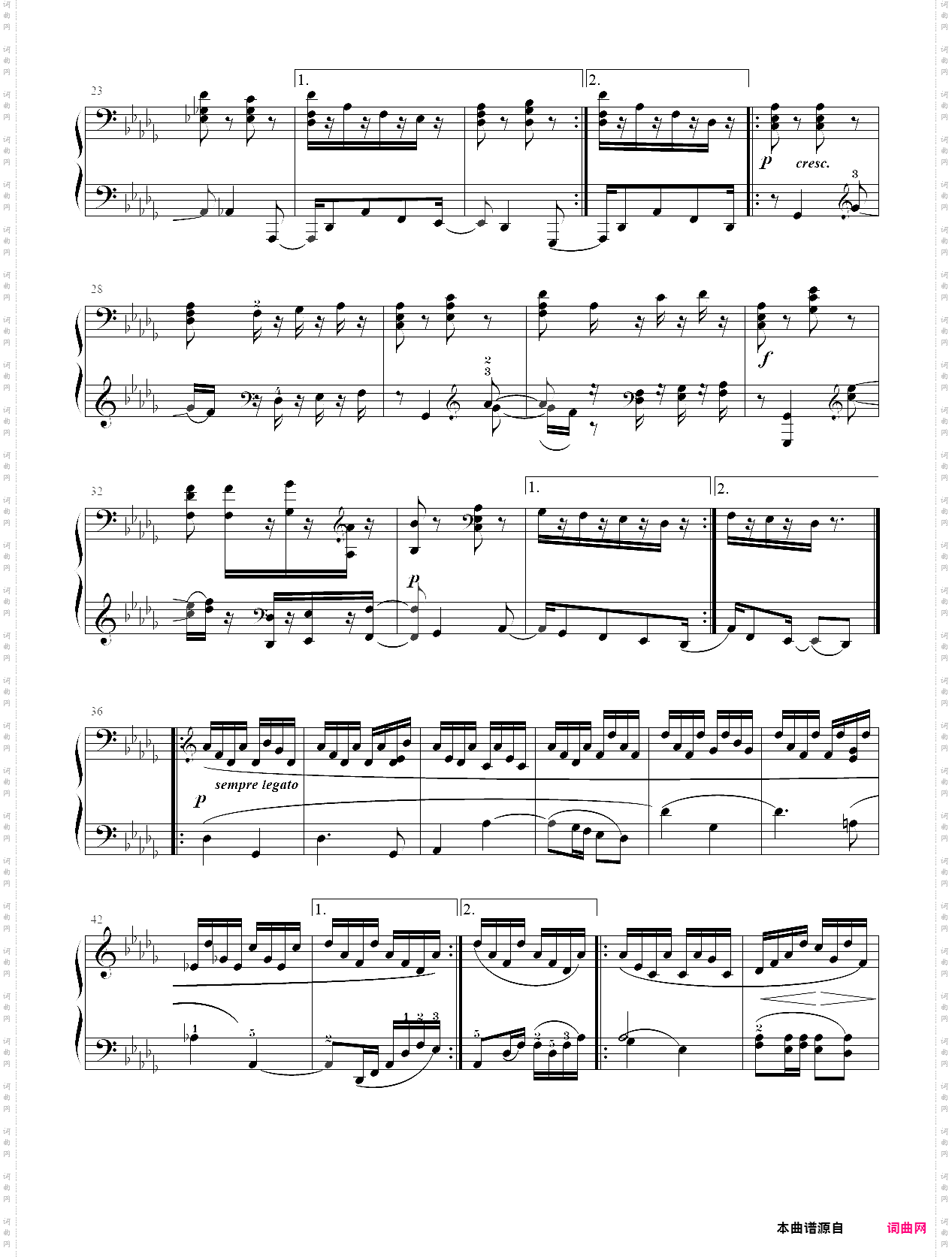 4·【规定曲目a组】3、奏鸣曲《热情》第二乐章- 中国音乐学院钢琴考级第九级2019版