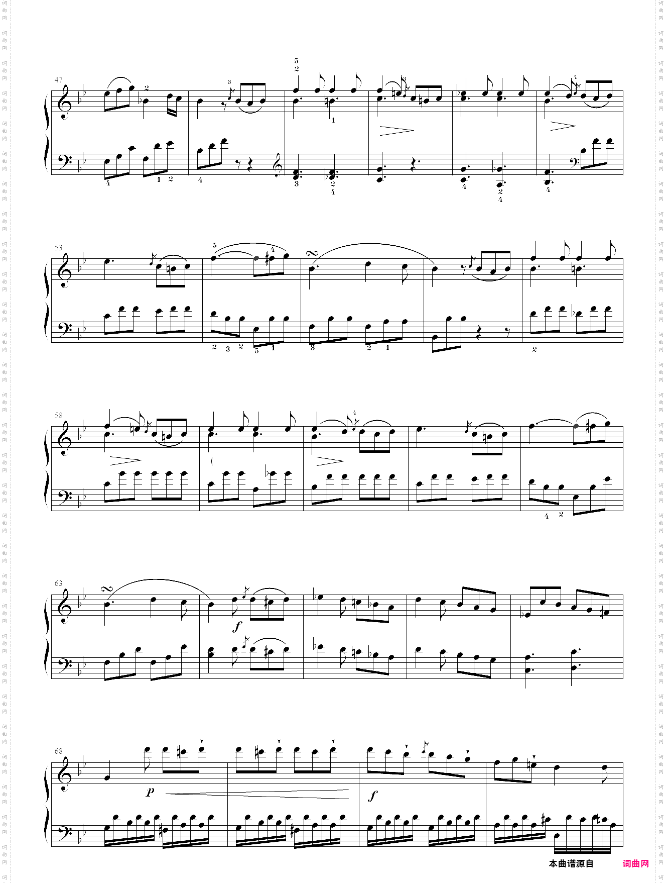 贝多芬-g小调奏鸣曲op·49 no·1，简易奏鸣曲 第二乐章