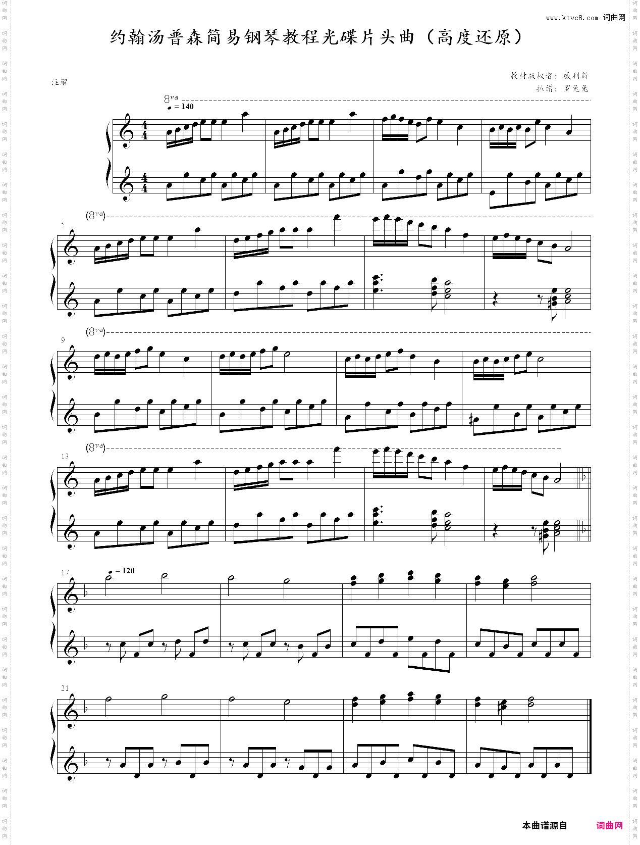 约翰汤普森简易钢琴教程光碟片头曲_高度还原