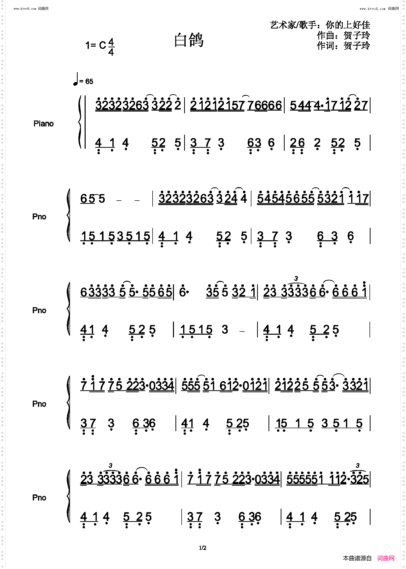 白鸽_简单版 抖音