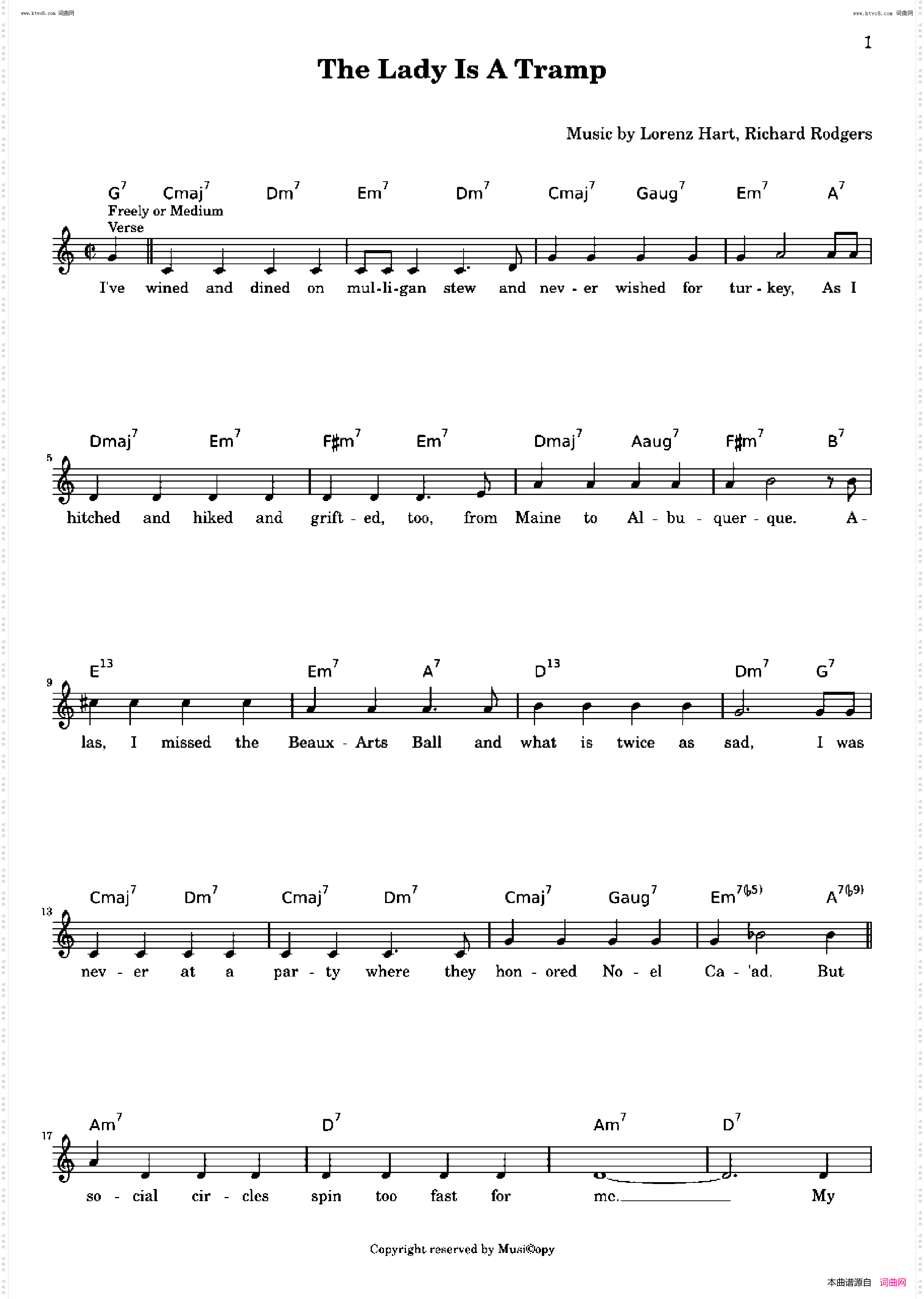 The Lady Is A Tramp - Richard Rodgers, Lorenz Hart_歌曲 人声伴奏