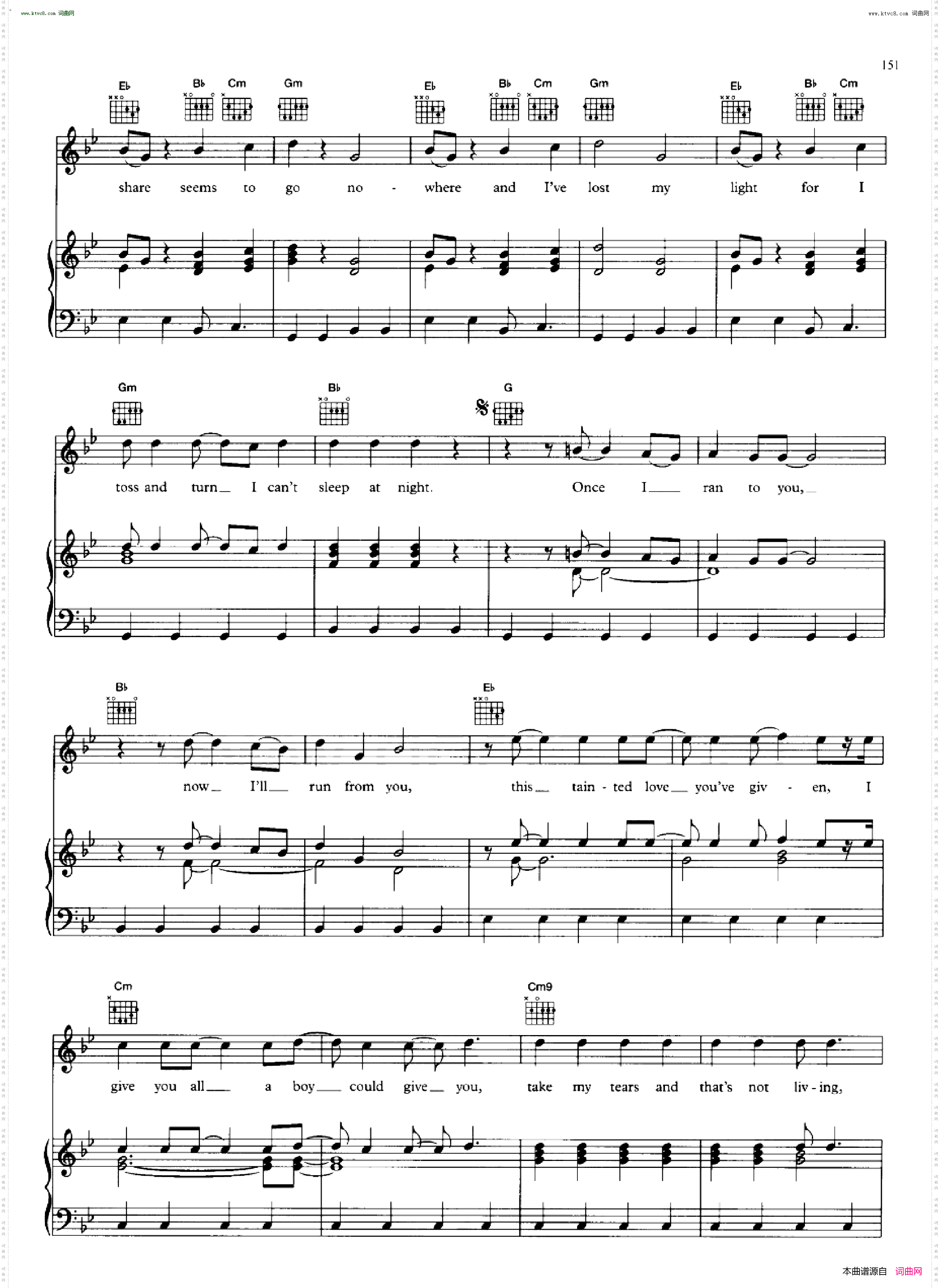 Tainted Love - Pussycat Dolls_人声吉他钢琴谱