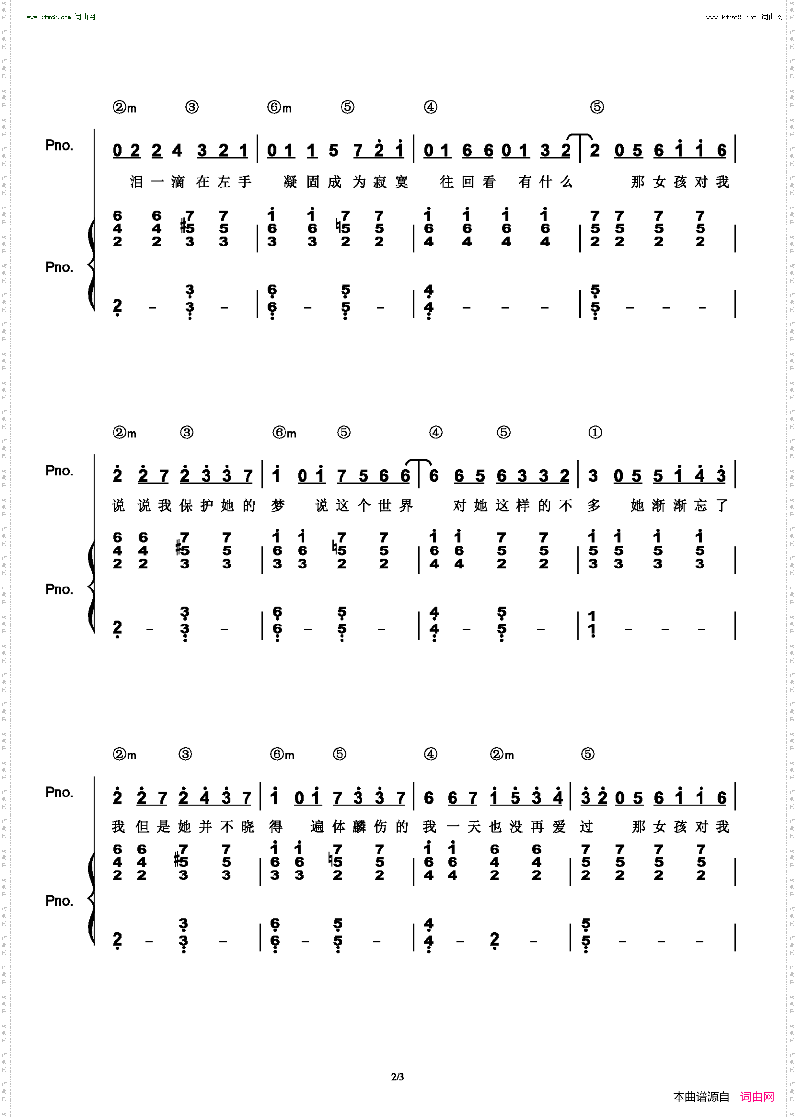 那女孩对我说_和弦弹唱版