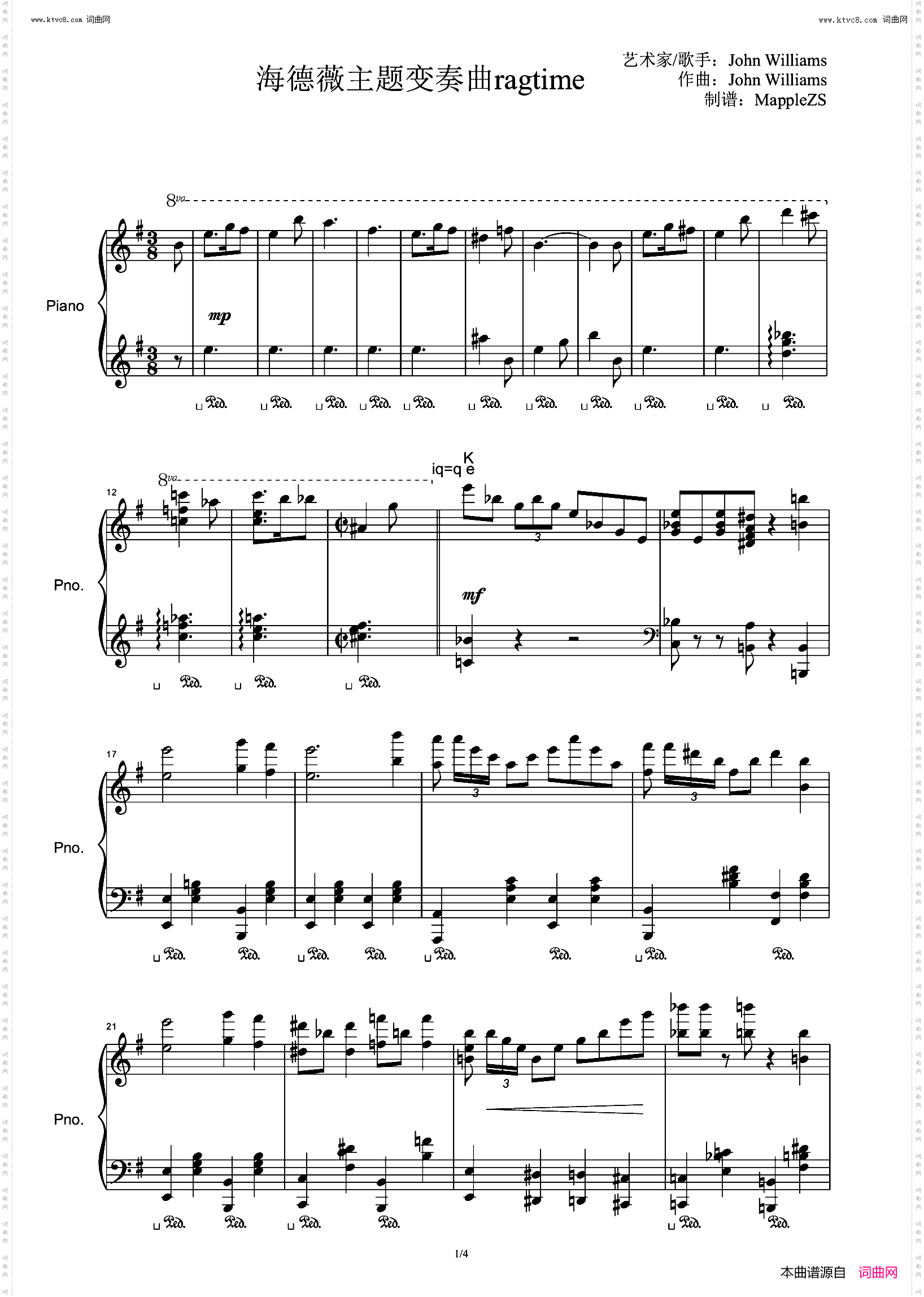 Hedwig's Theme海德薇变奏曲ragtime_哈利波特拉格泰姆版