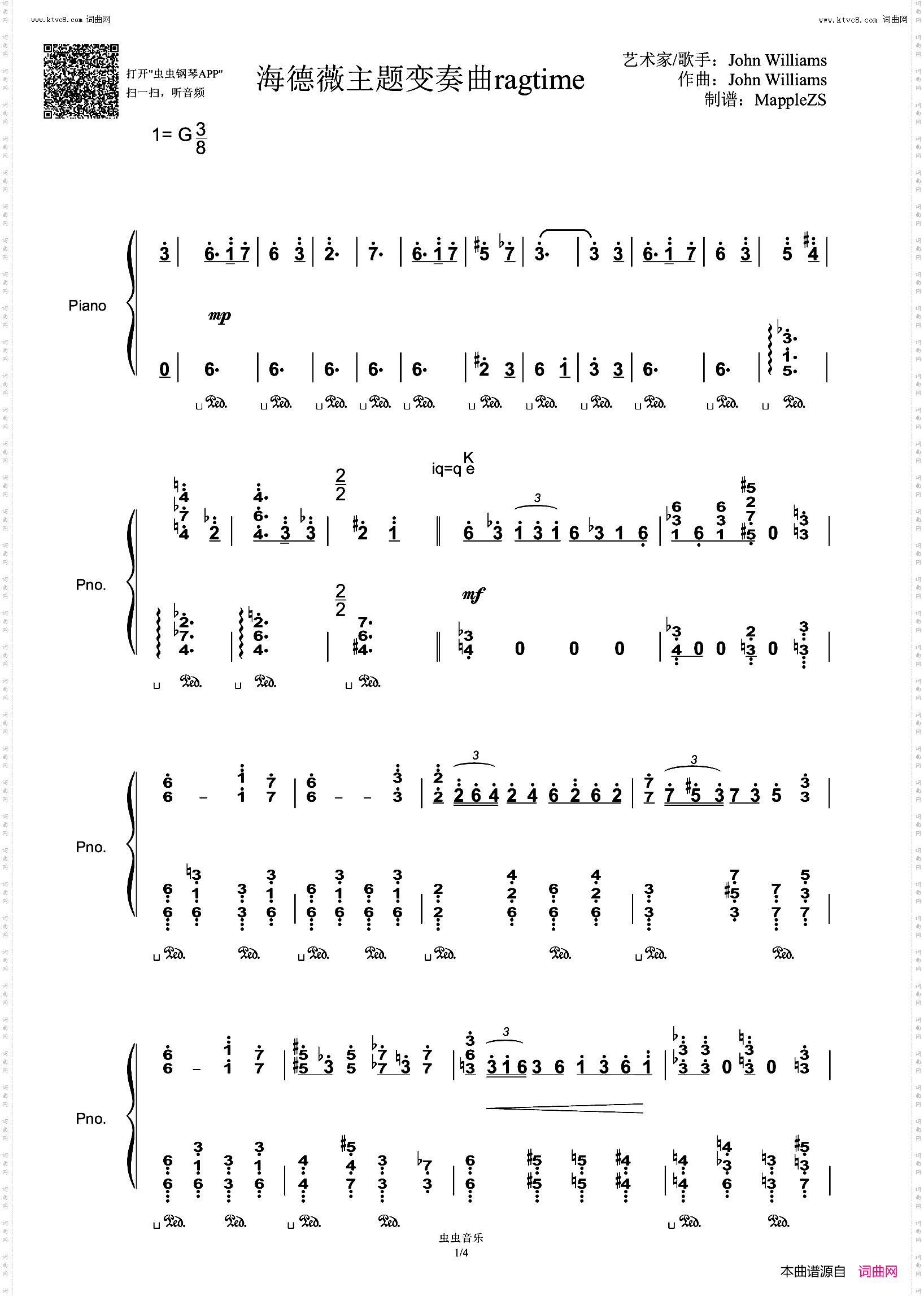 Hedwig's Theme海德薇变奏曲ragtime_哈利波特拉格泰姆版