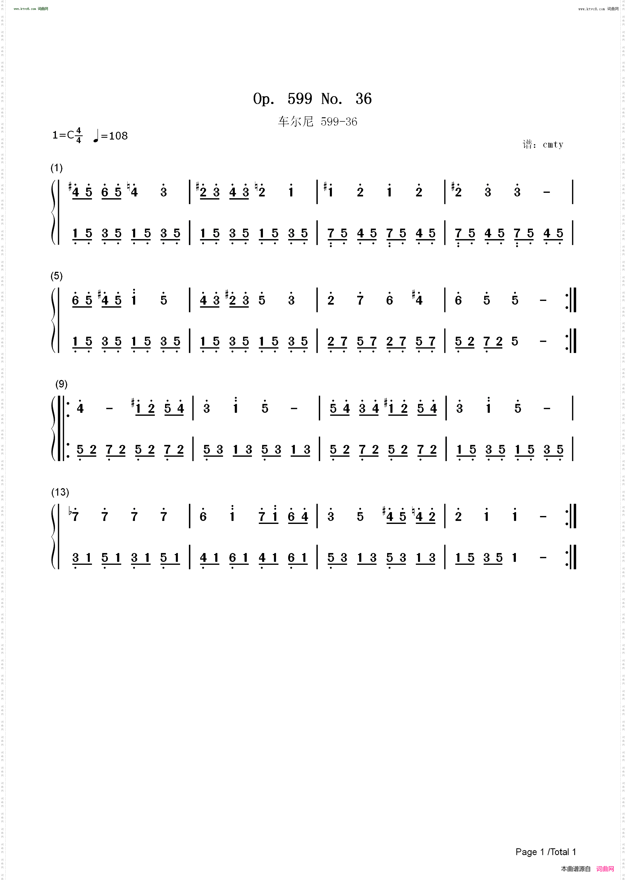 车尔尼599-36