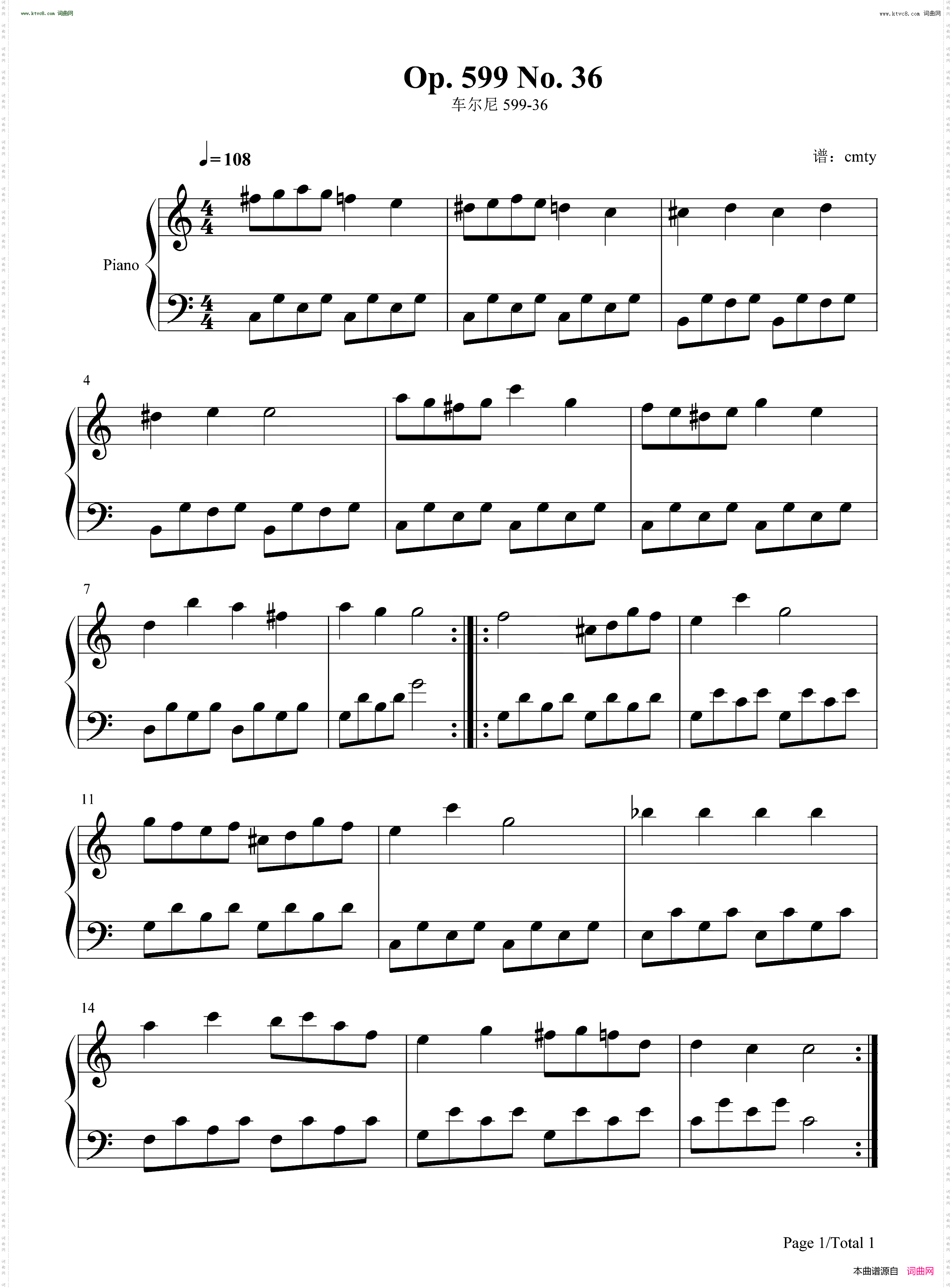 车尔尼599-36