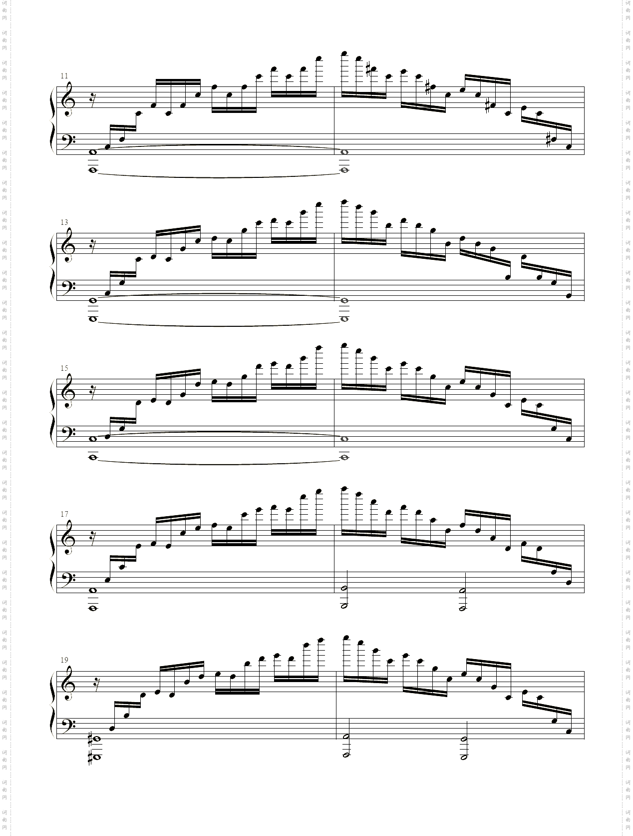 瀑布练习曲肖邦Op·10 No·1罗兔兔扒谱