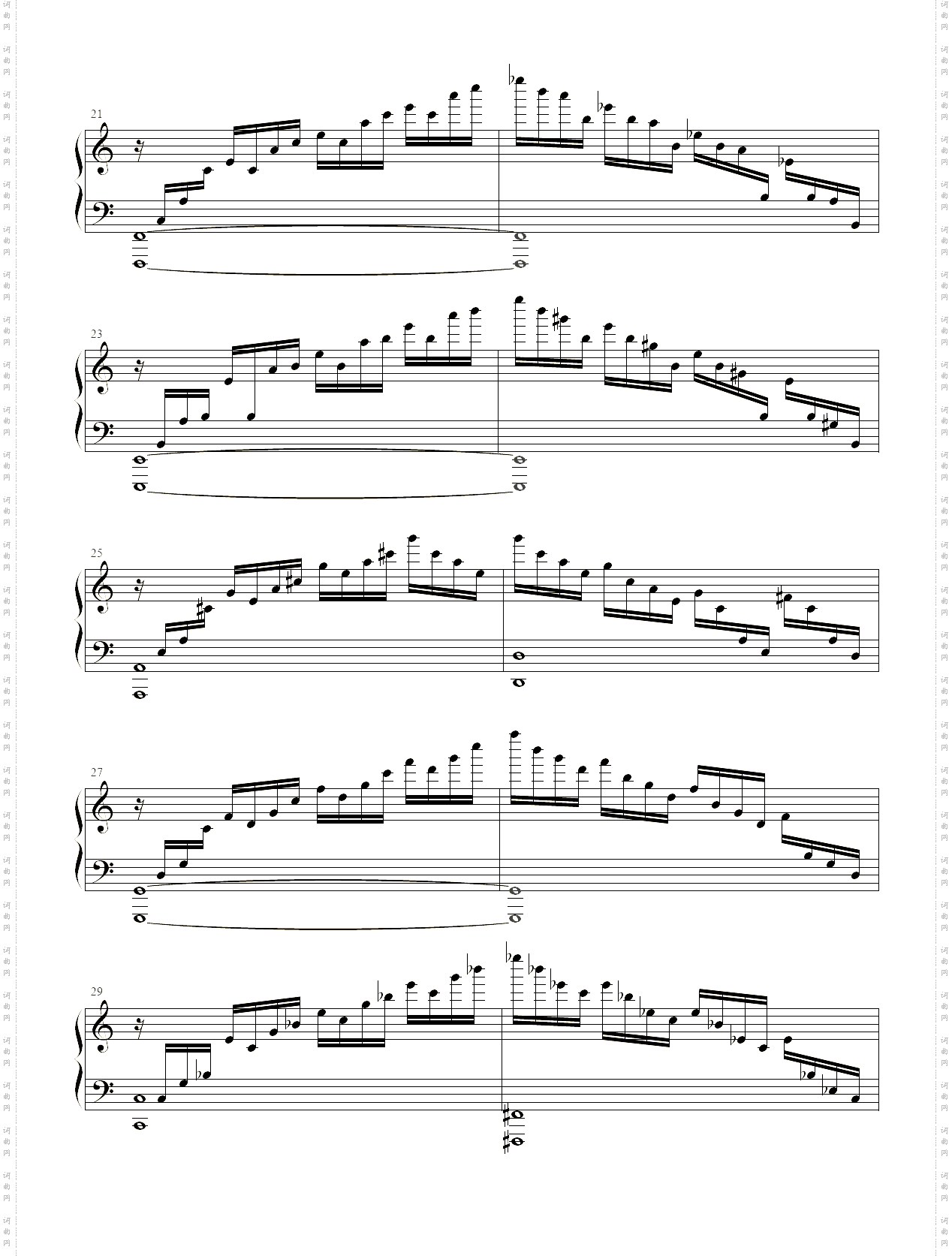瀑布练习曲肖邦Op·10 No·1罗兔兔扒谱