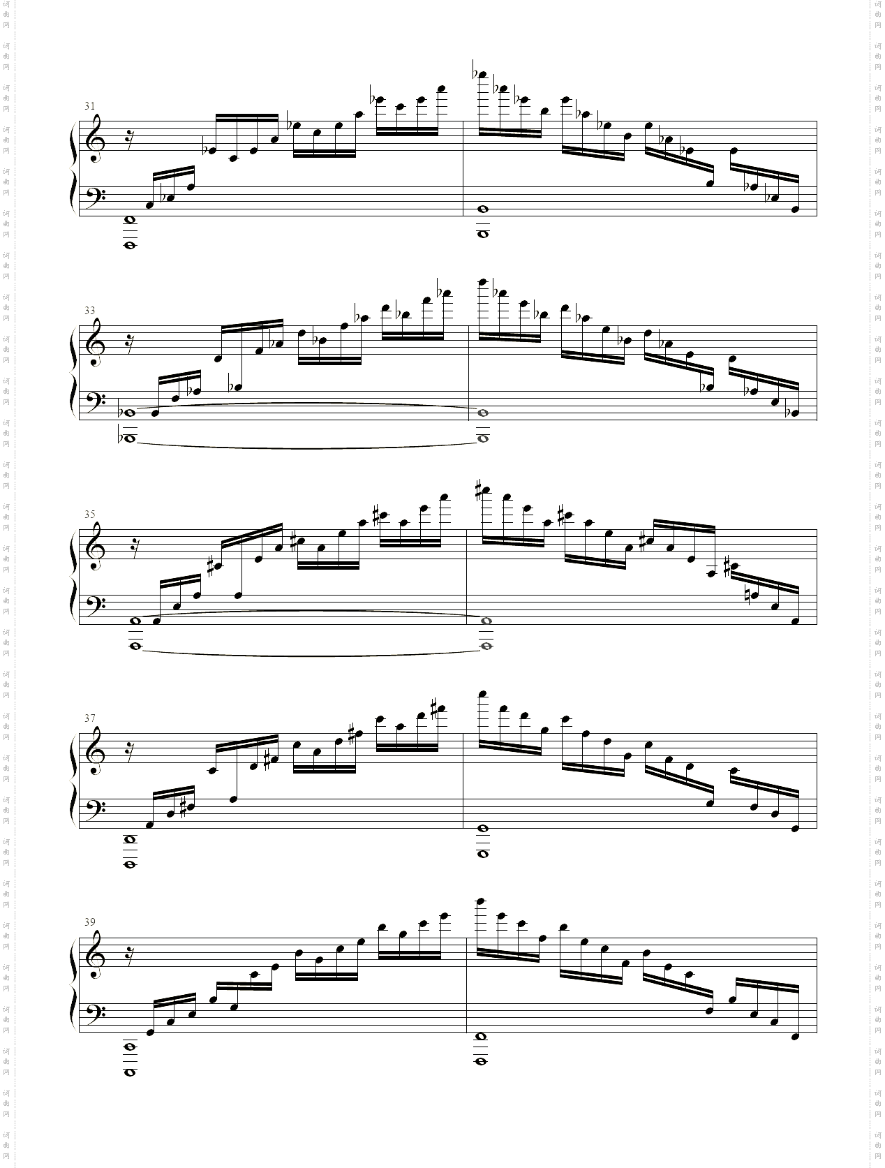 瀑布练习曲肖邦Op·10 No·1罗兔兔扒谱