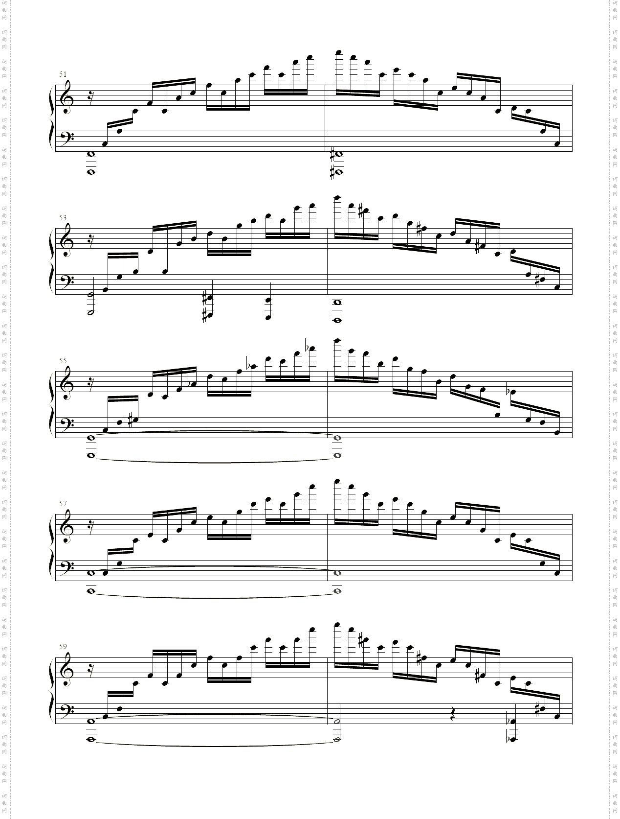 瀑布练习曲肖邦Op·10 No·1罗兔兔扒谱