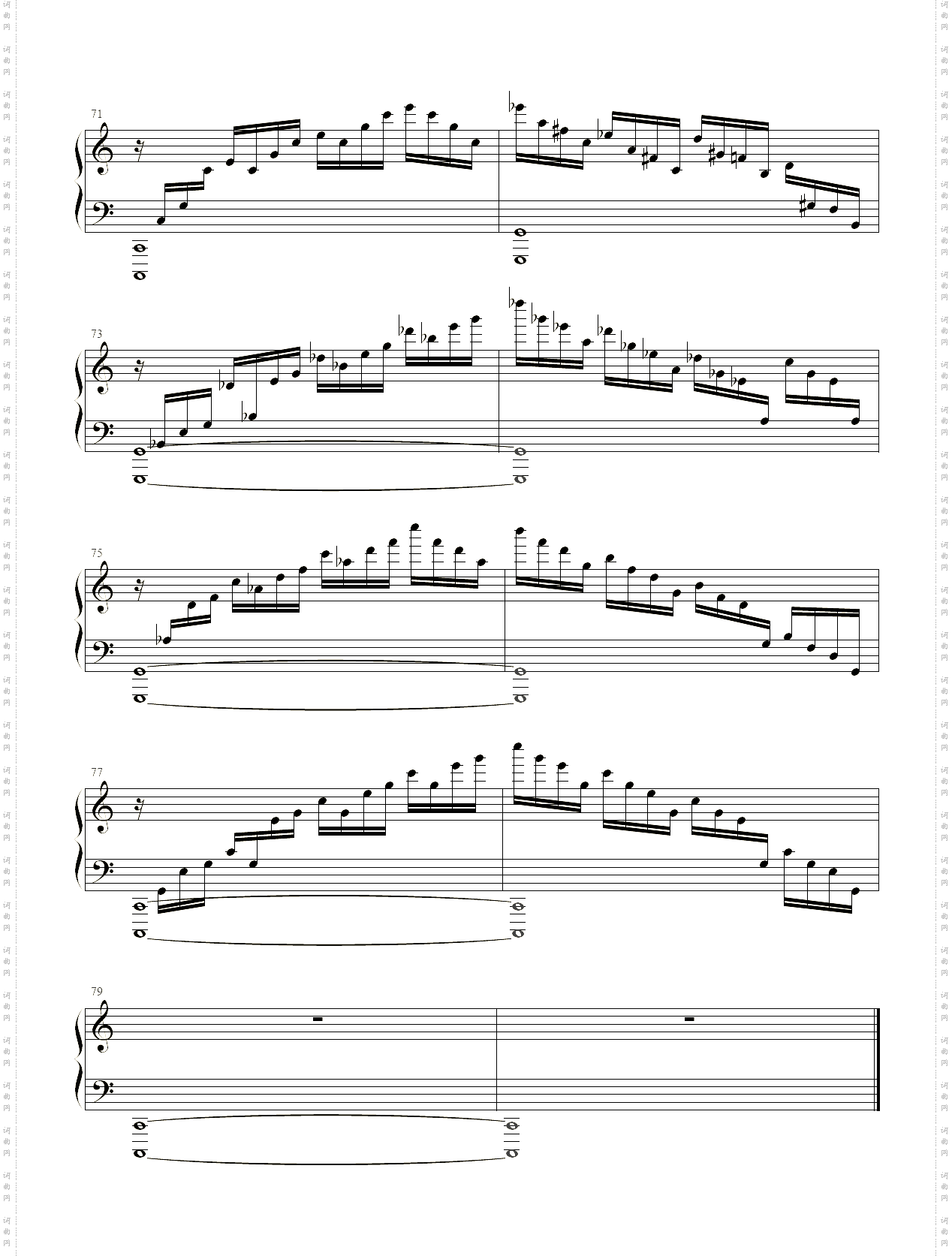 瀑布练习曲肖邦Op·10 No·1罗兔兔扒谱