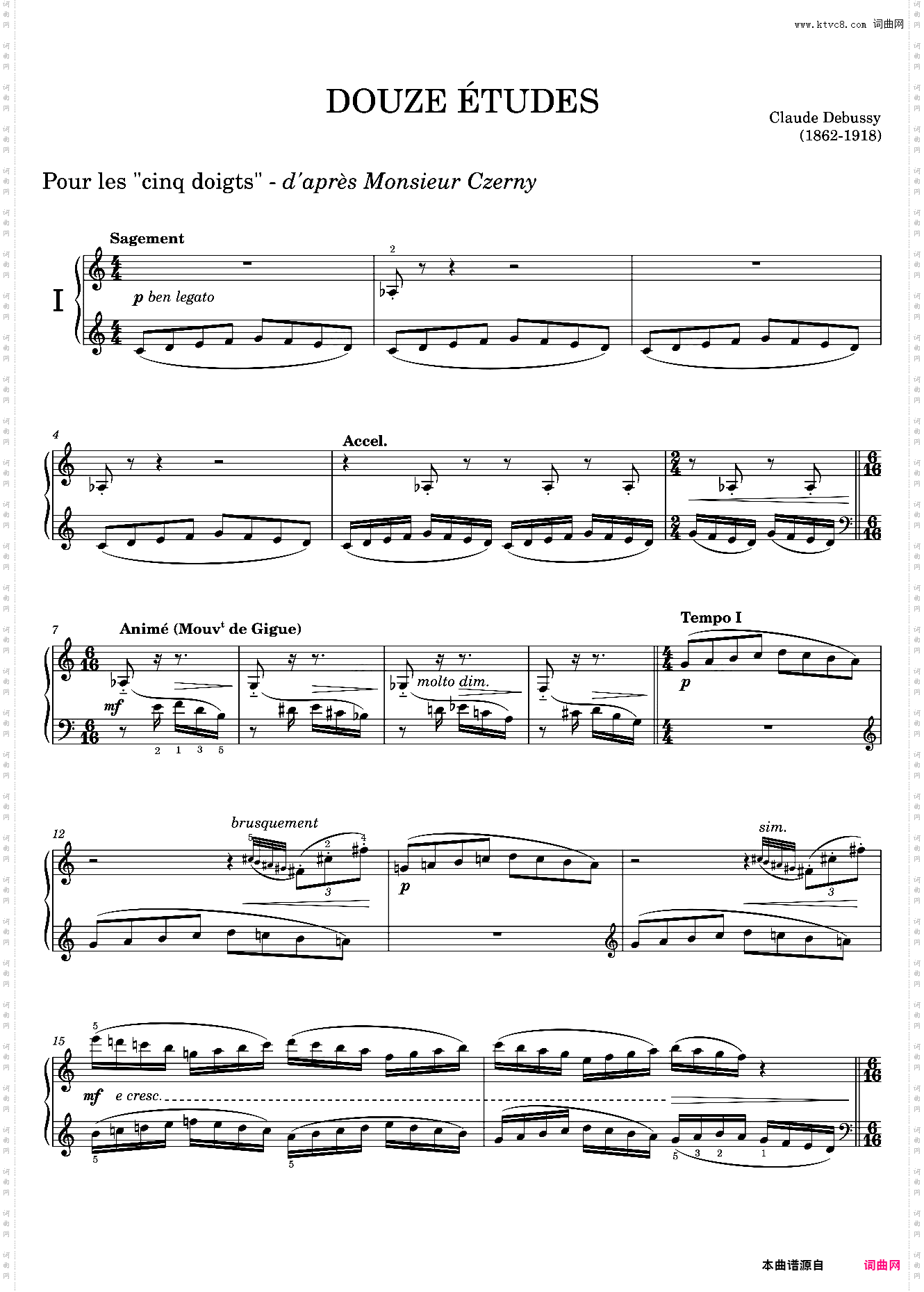étude 1 - Pour les cinq doigts - d'après Monsieur Czerny