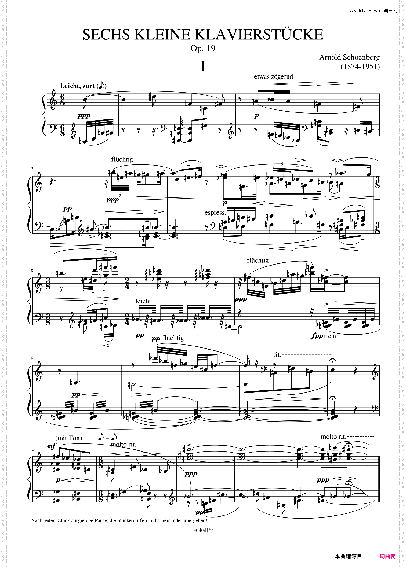Schoenberg - Sechs kleine Klavierstücke Op· 19