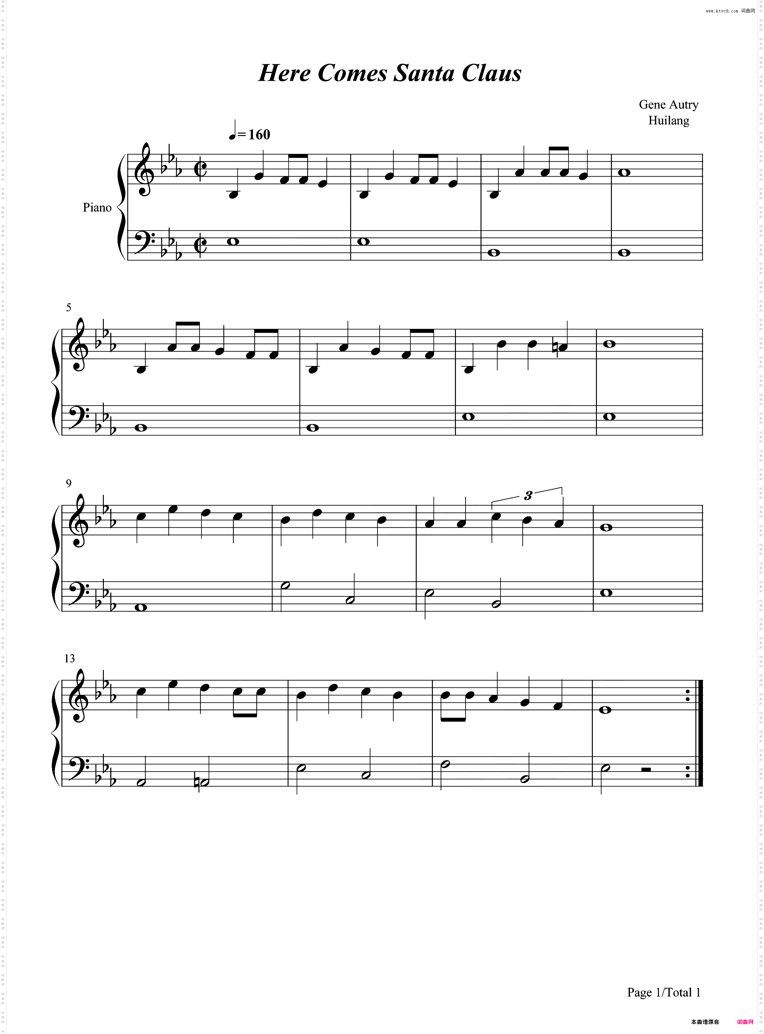 Here Comes Santa Claus-圣诞歌曲-简单版