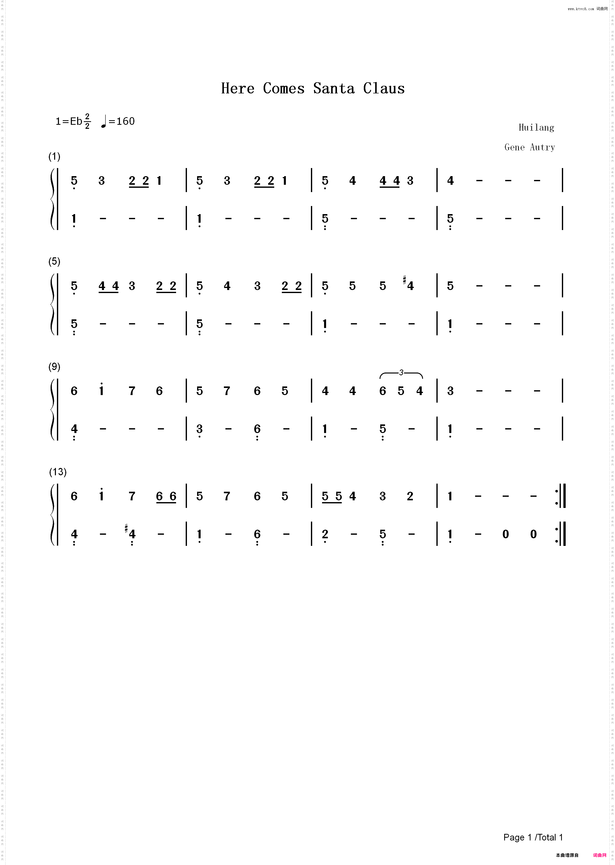 Here Comes Santa Claus-圣诞歌曲-简单版