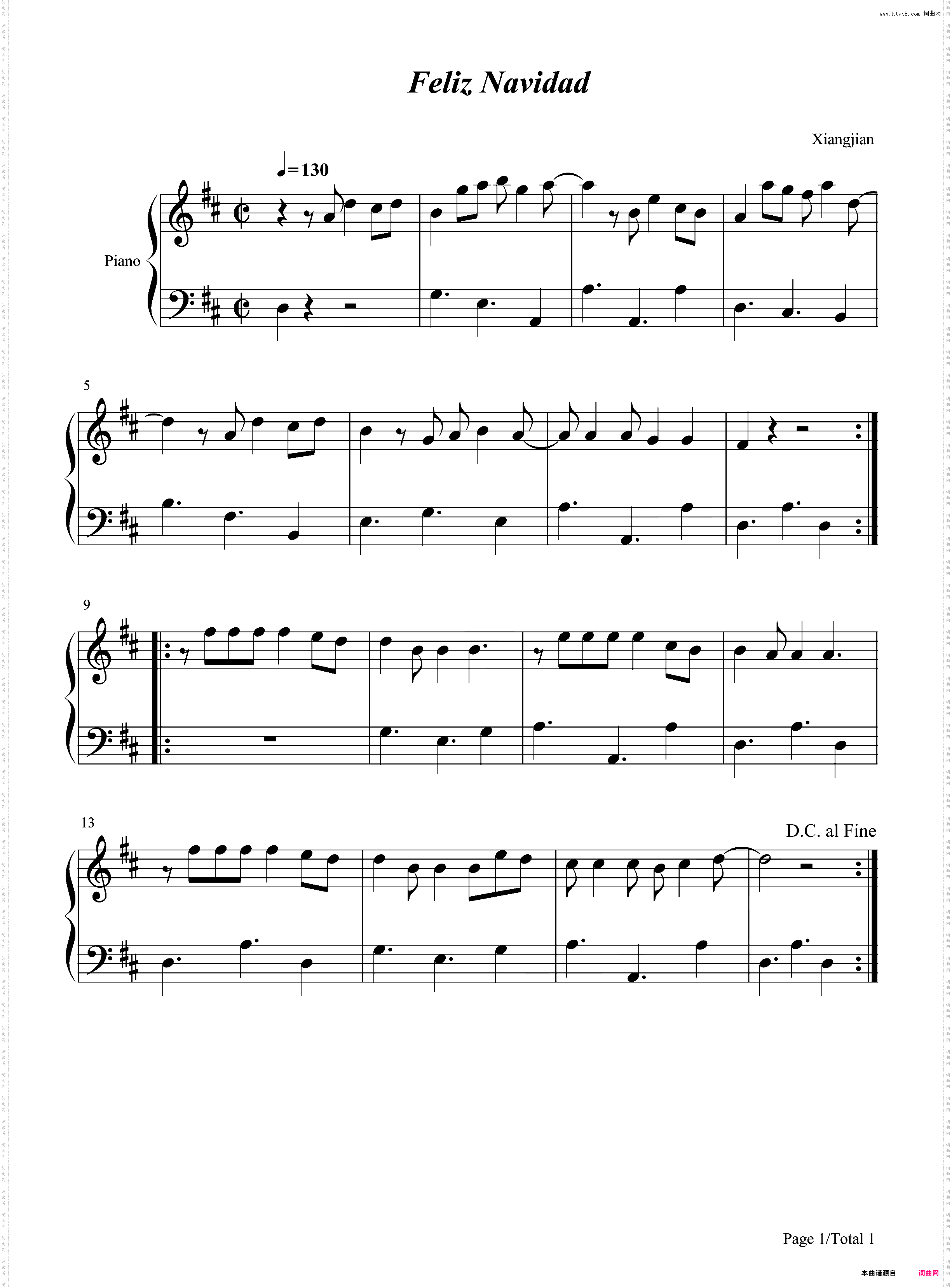 Feliz Navidad-简单版-圣诞歌曲