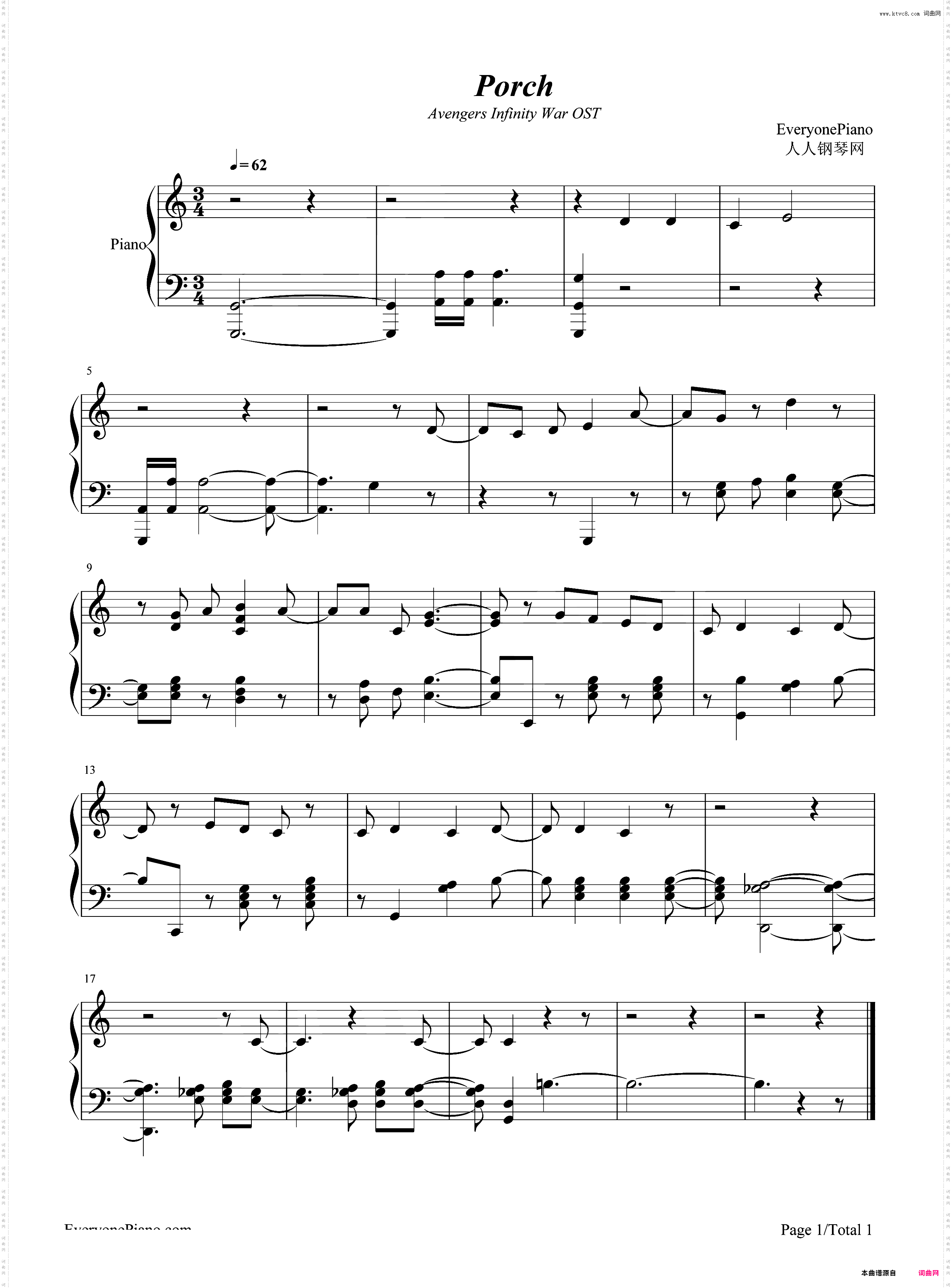 Porch-复仇者联盟3无限战争OST