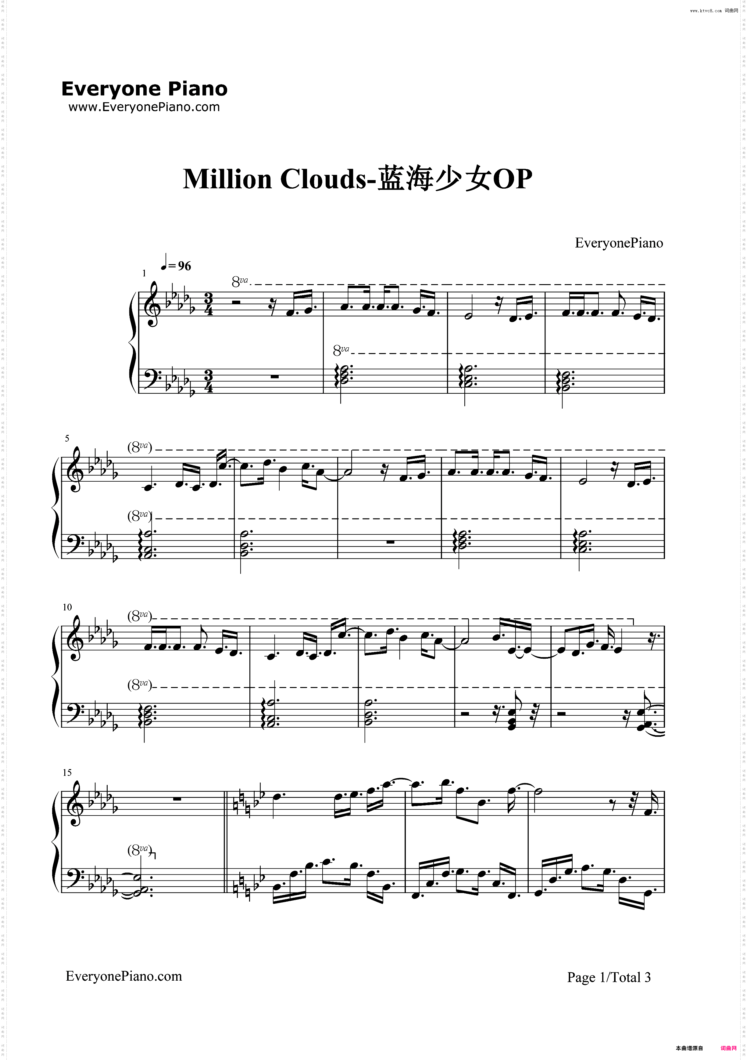 Million Clouds-蓝海少女op