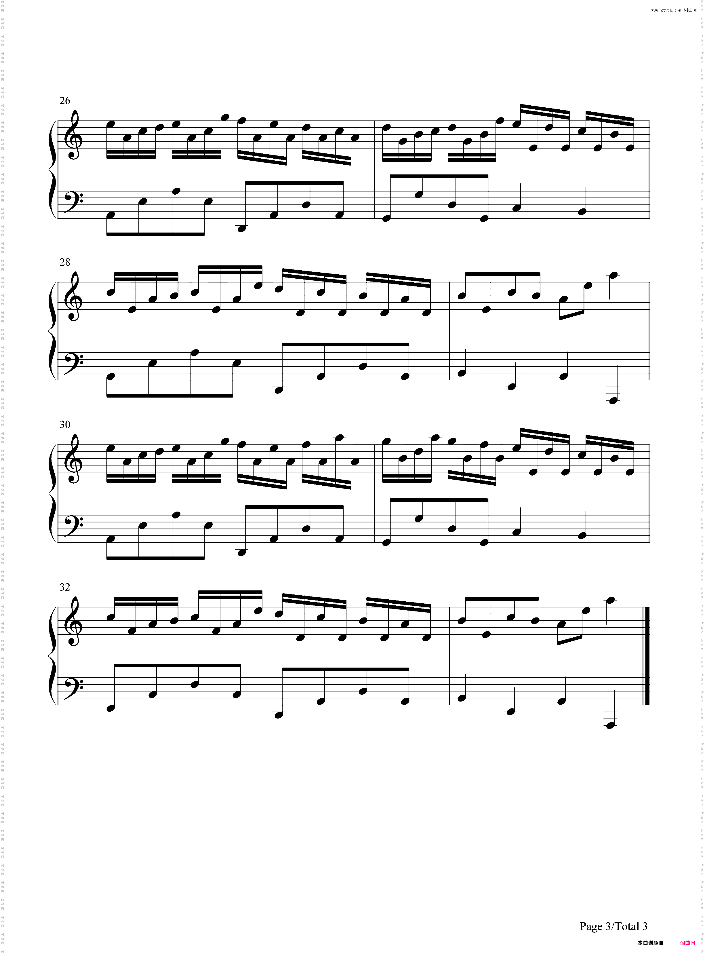 克罗地亚狂想曲-C调简化版