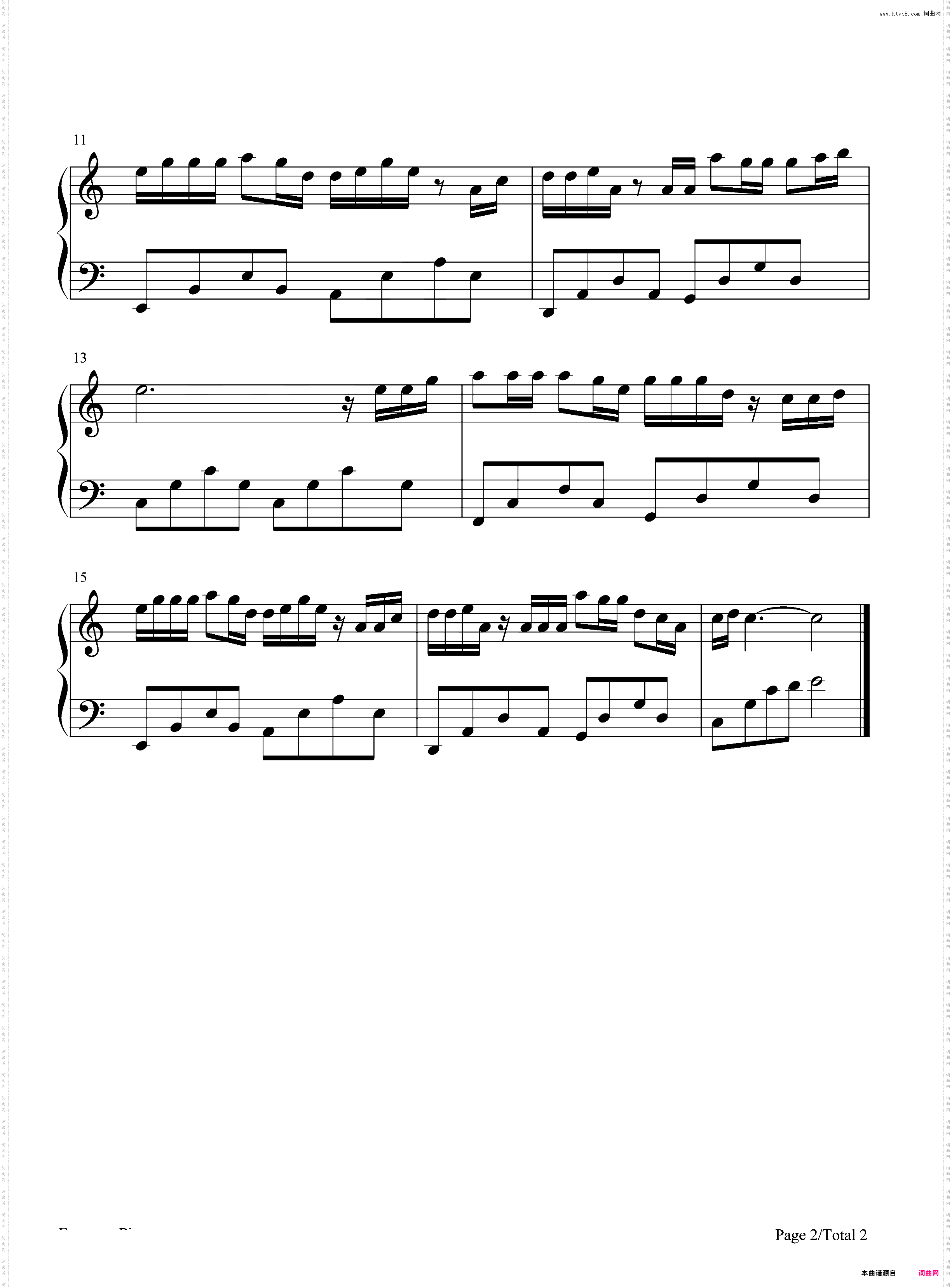 偏爱和例外-C调简单版