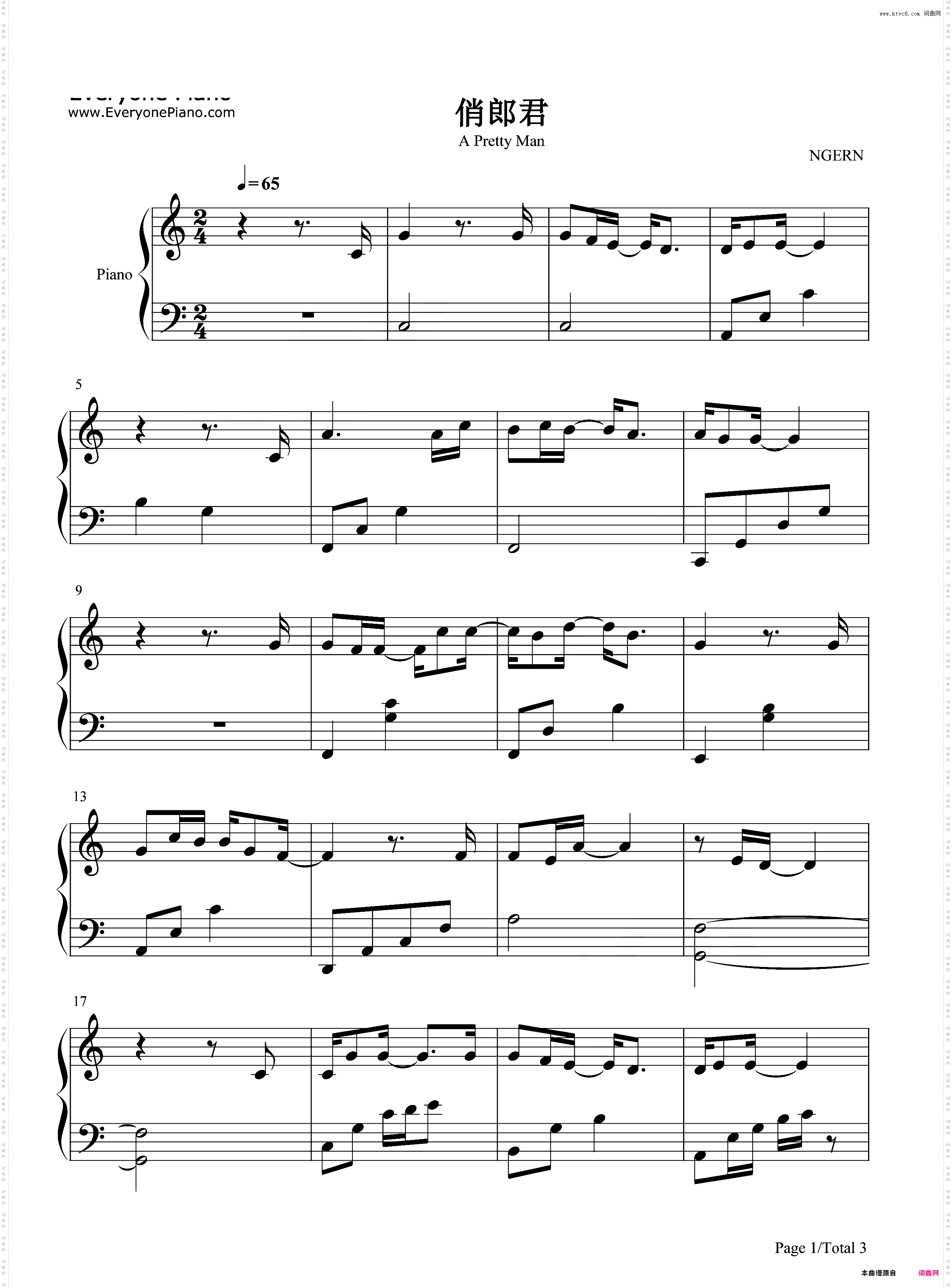 俏郎君-C调简单版-张敬轩