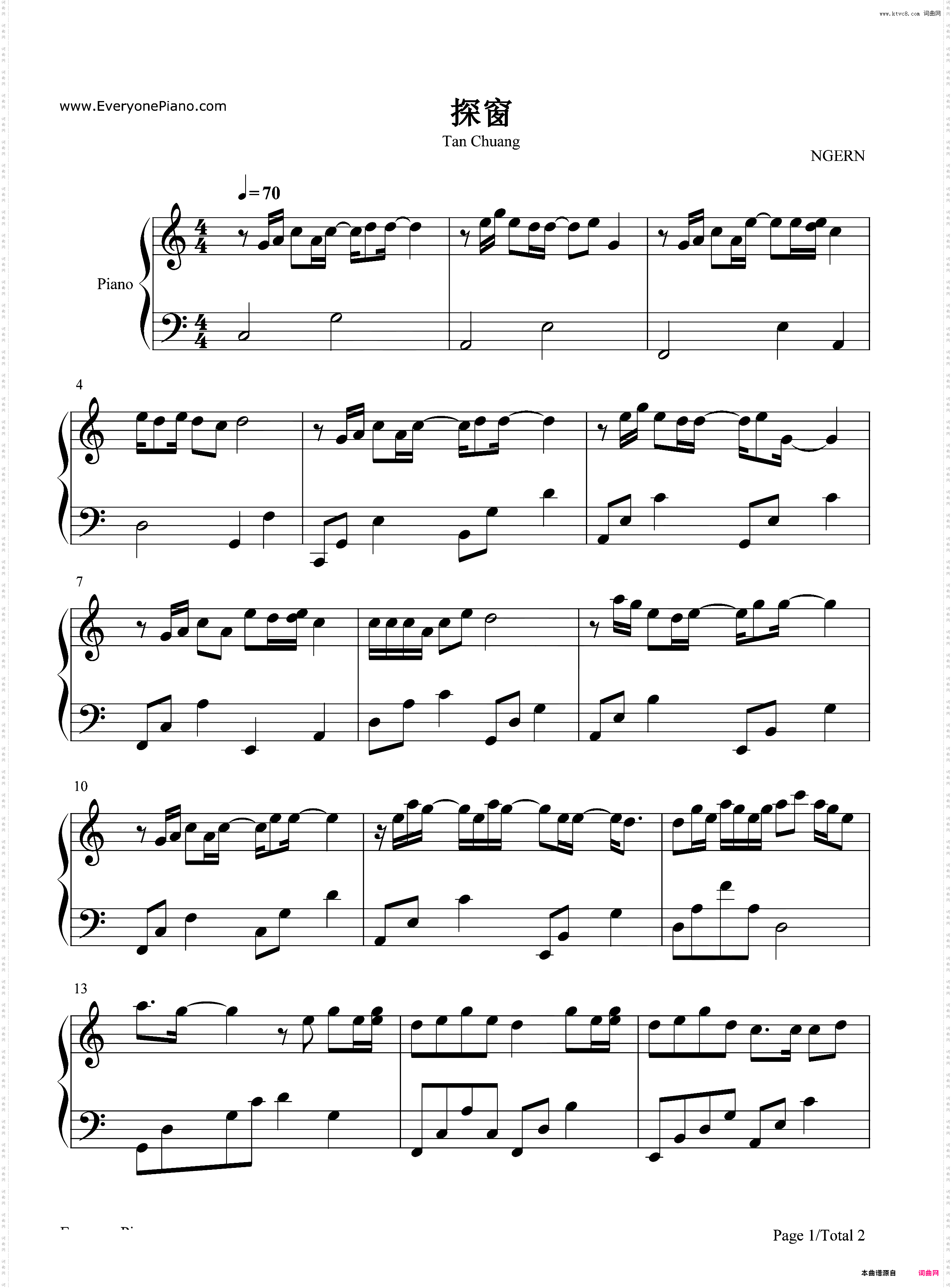 探窗-C调简单版-她唱着他乡遇故知 一步一句是相思