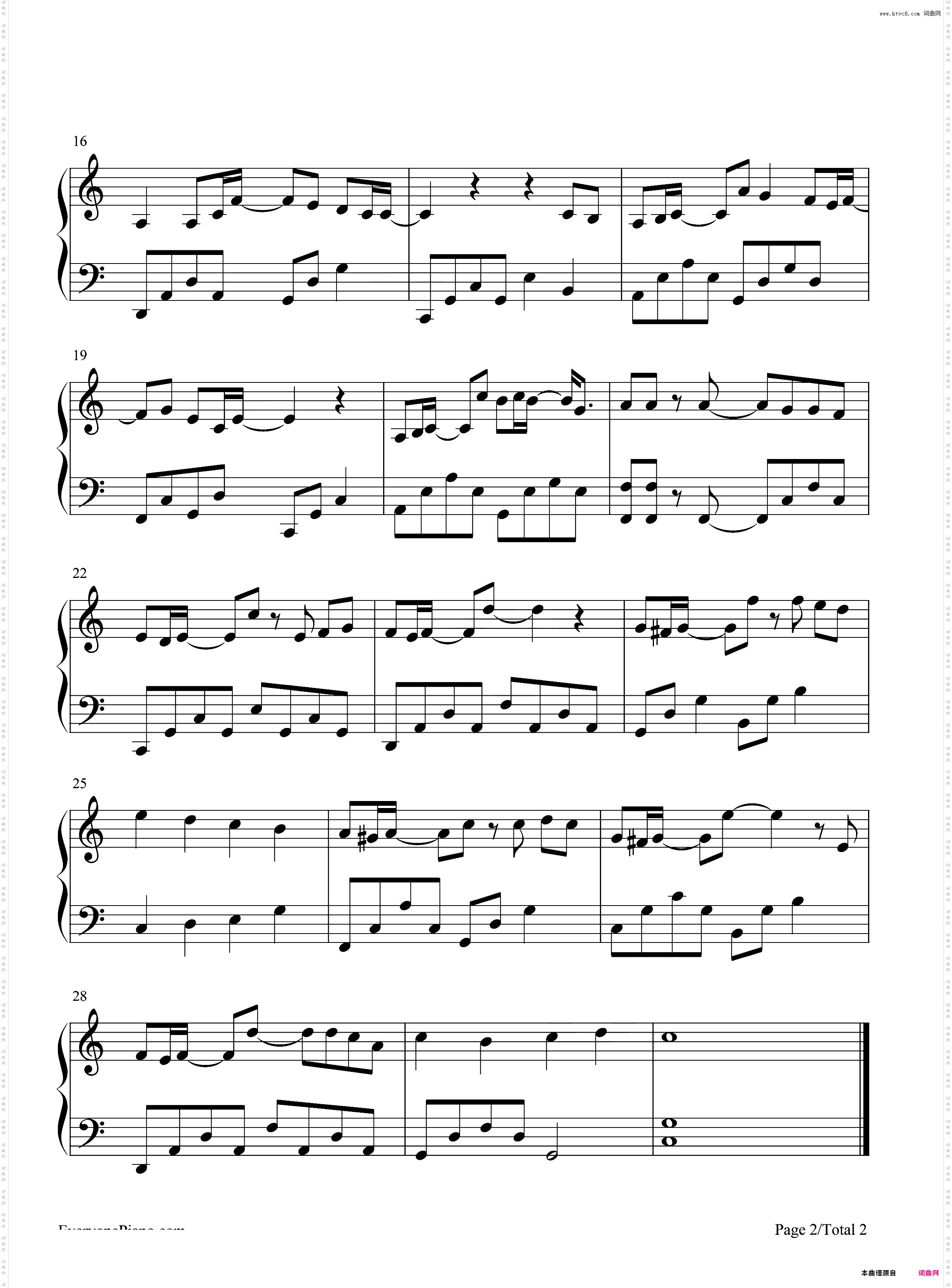 粤语残片-C调简单版