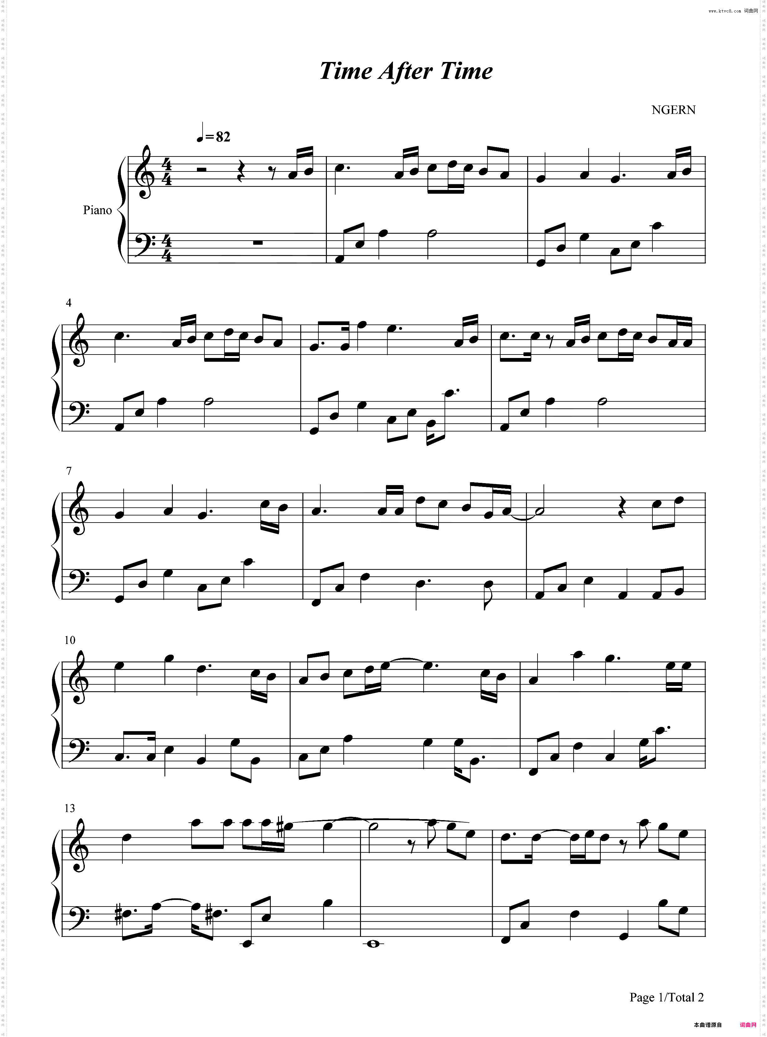 Time After Time-C调简单版-Time After Time 花舞う街で