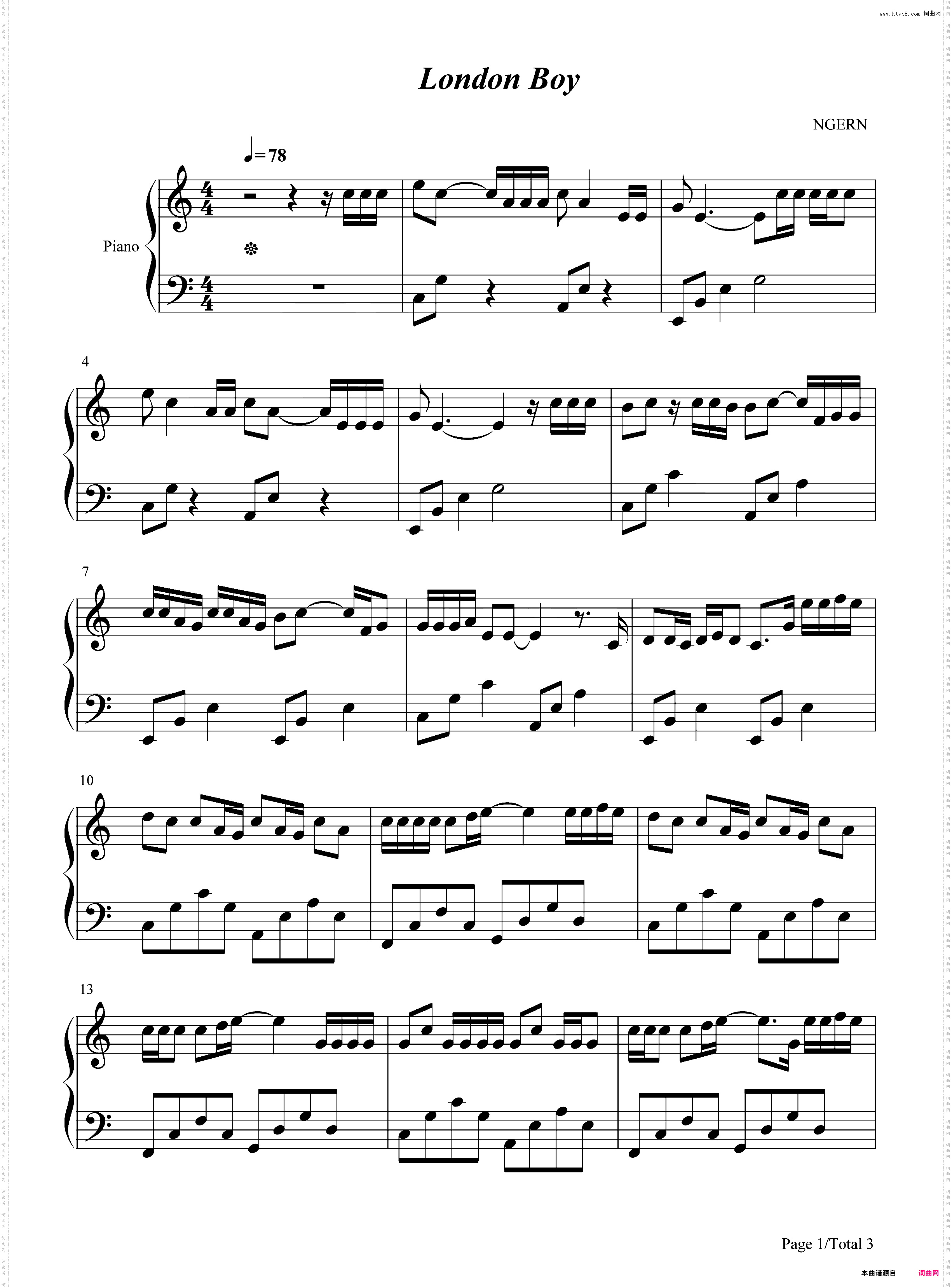 London Boy-C调简单版-Taylor Swift