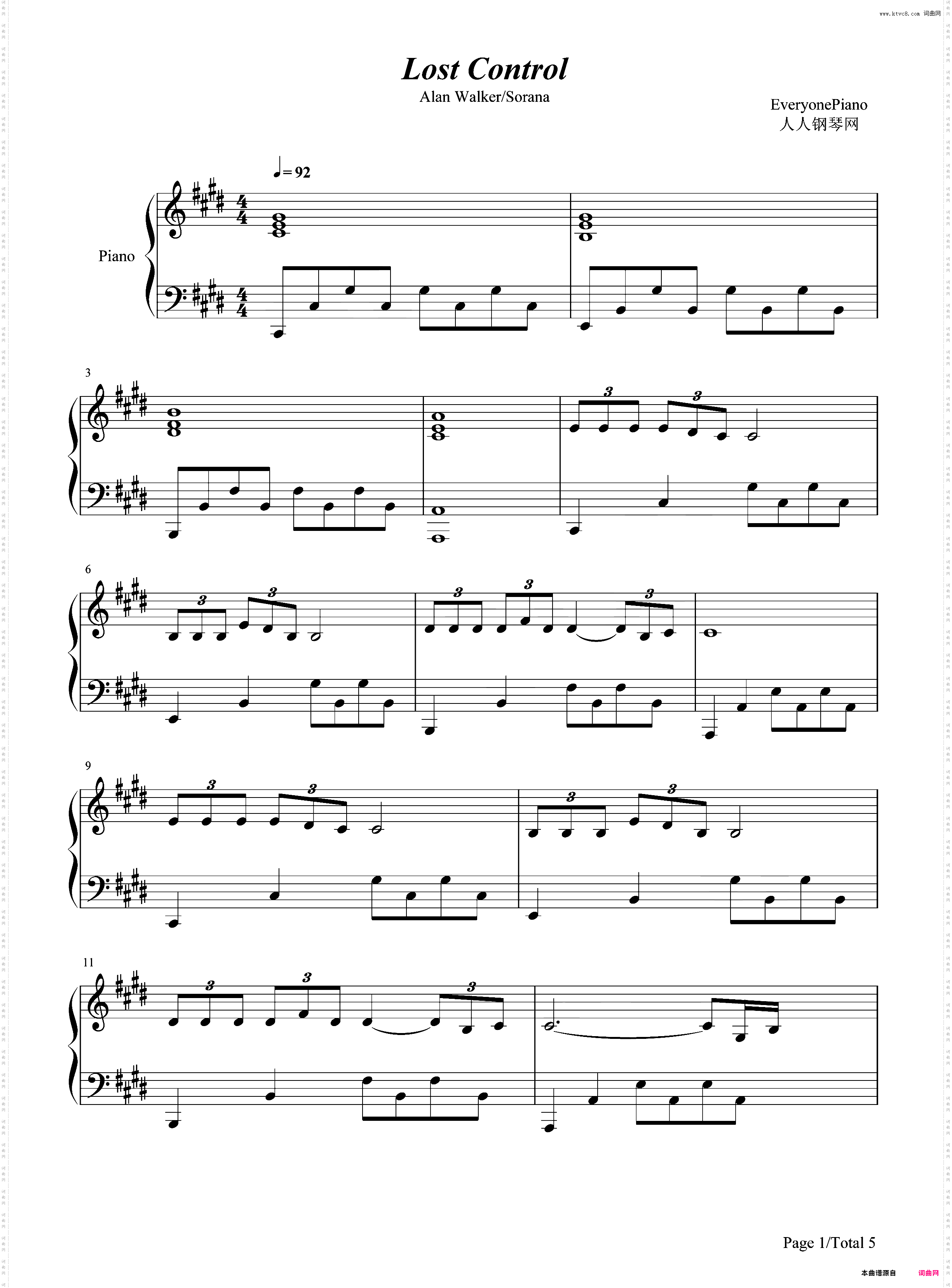 Lost Control-Alan Walker和Sorana
