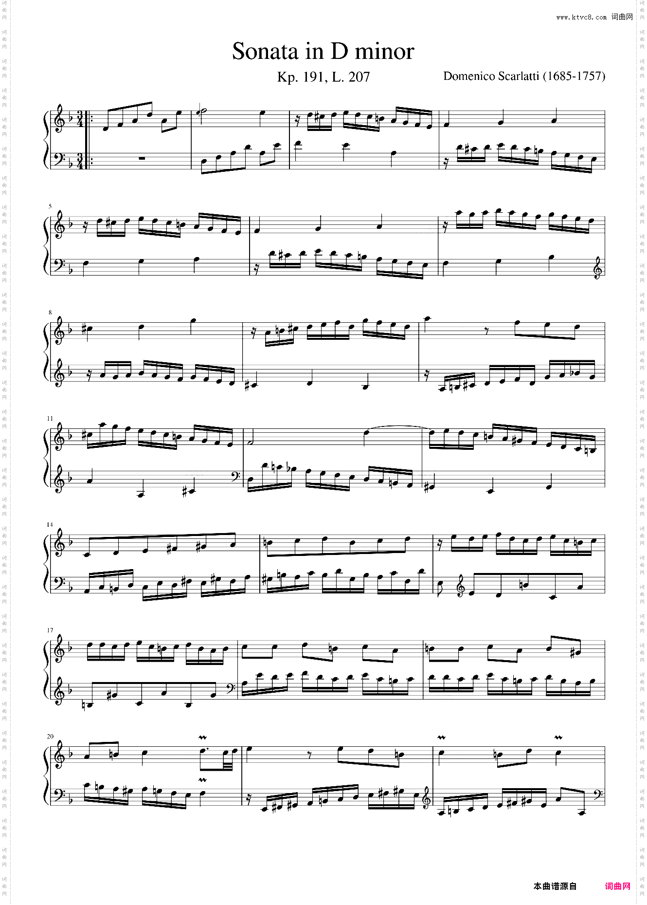 Scarlatti - Sonata in D minor K· 191 L· 207