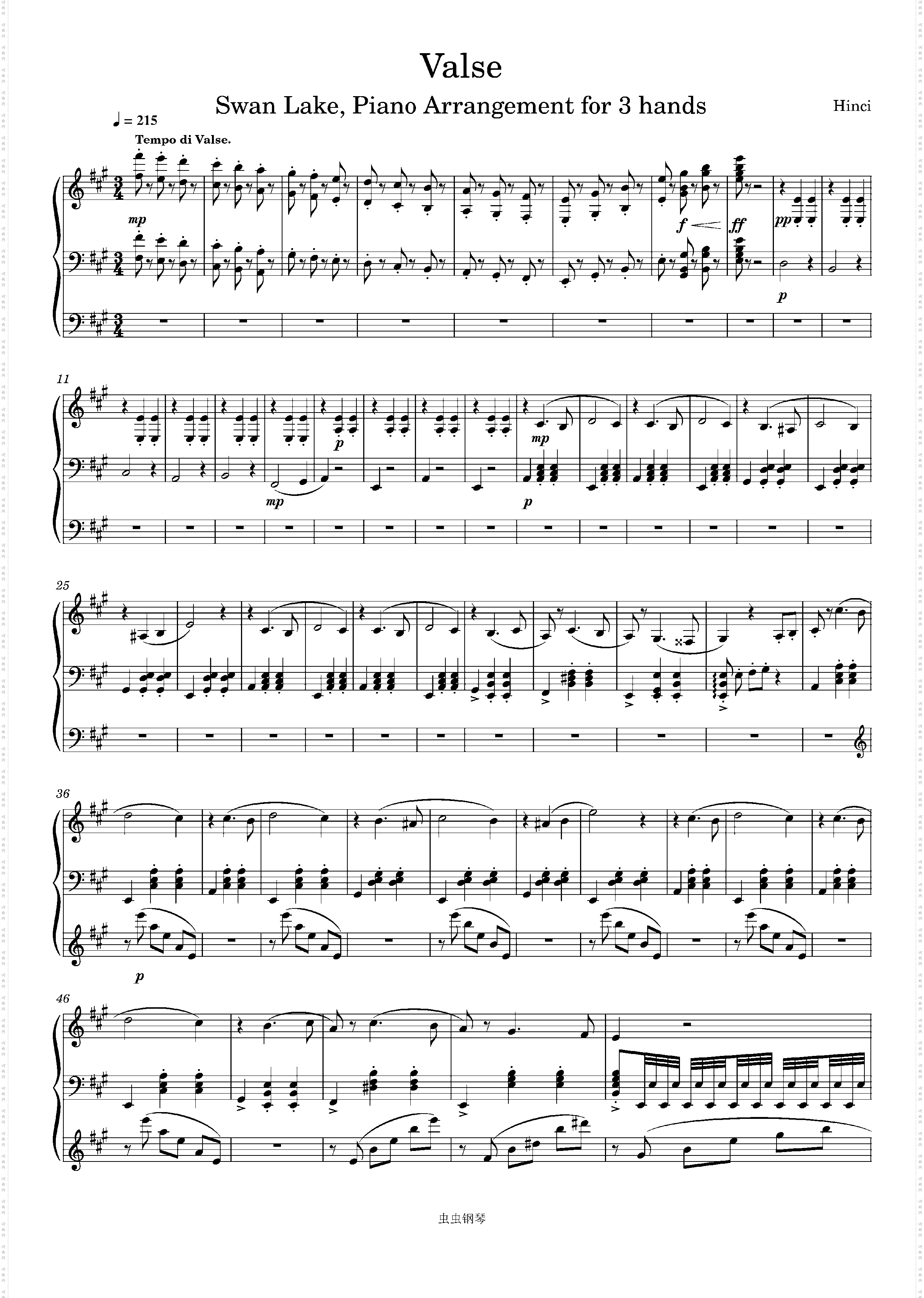 Swan Lake, 2· Valse Piano