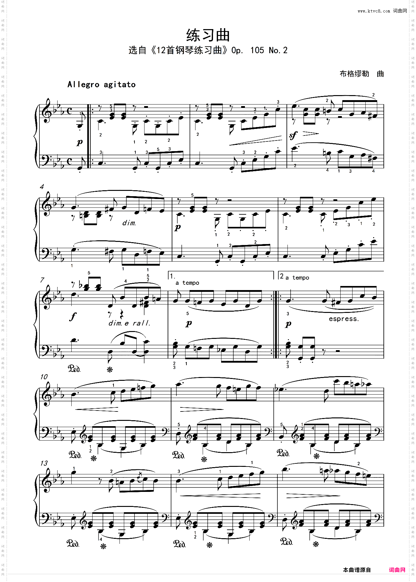 练习曲_《12首钢琴练习曲》0p· 105 No·2