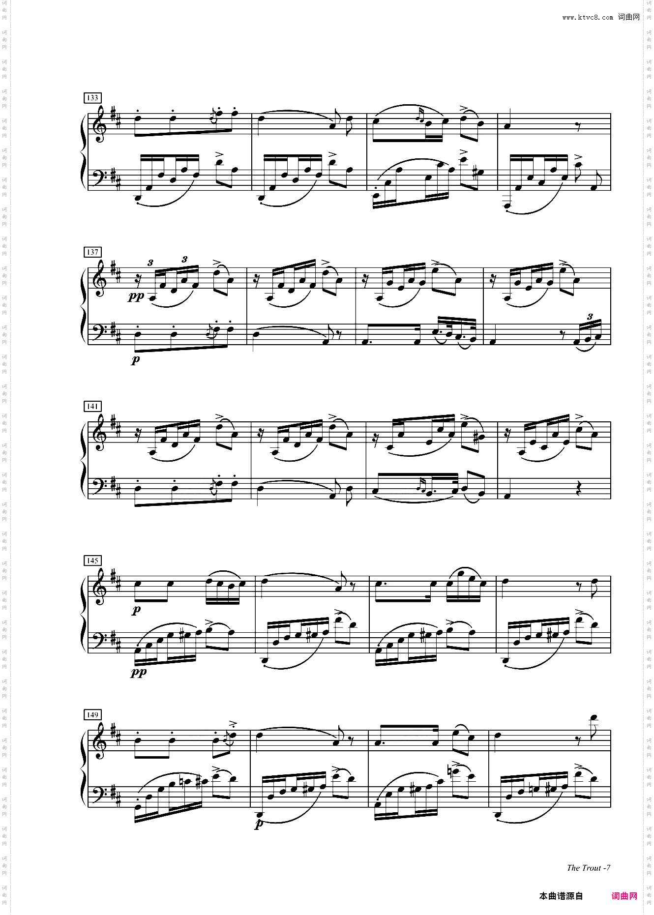 鳟鱼变奏曲IV钢琴独奏