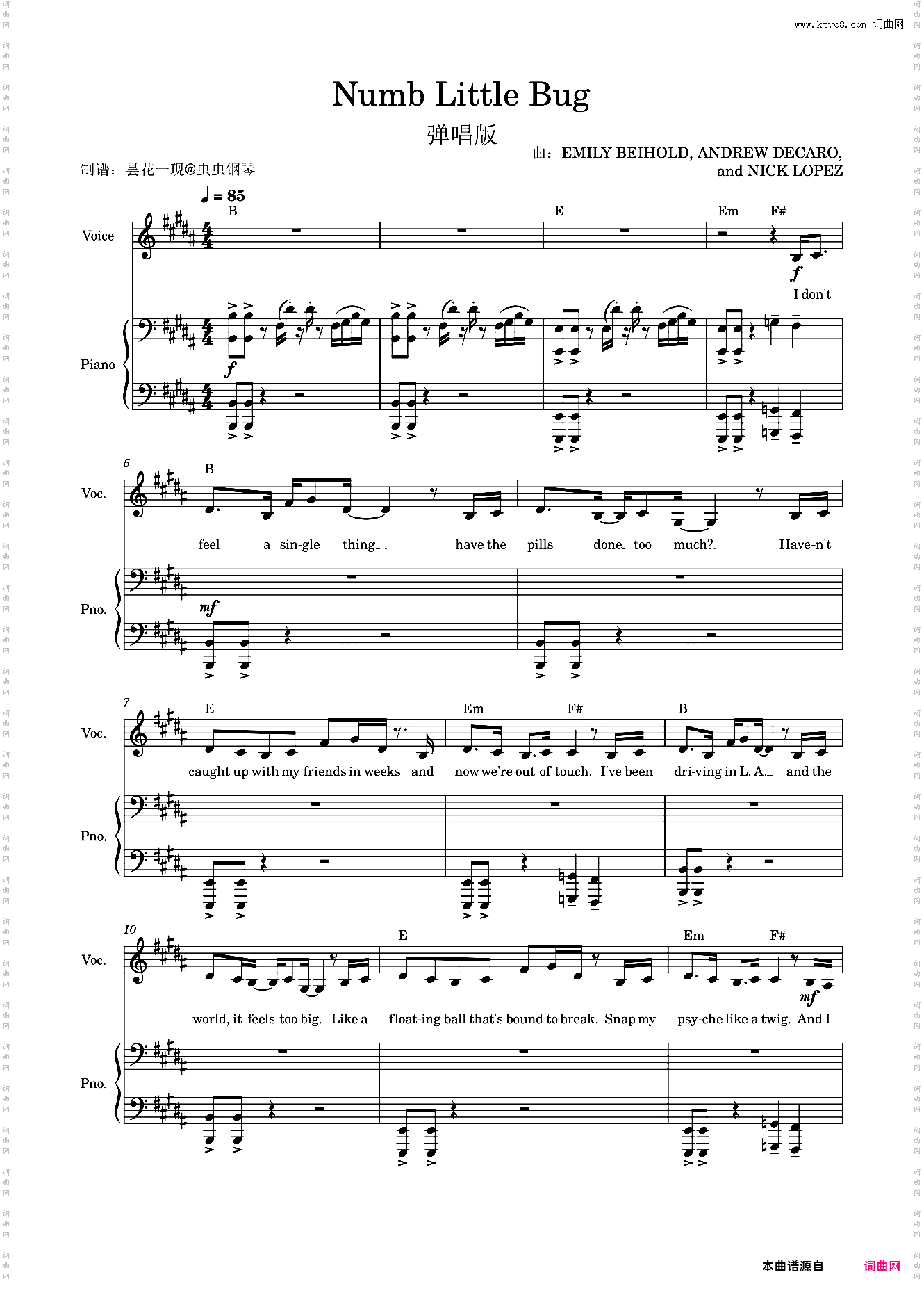 Numb Little Bug 弹唱版