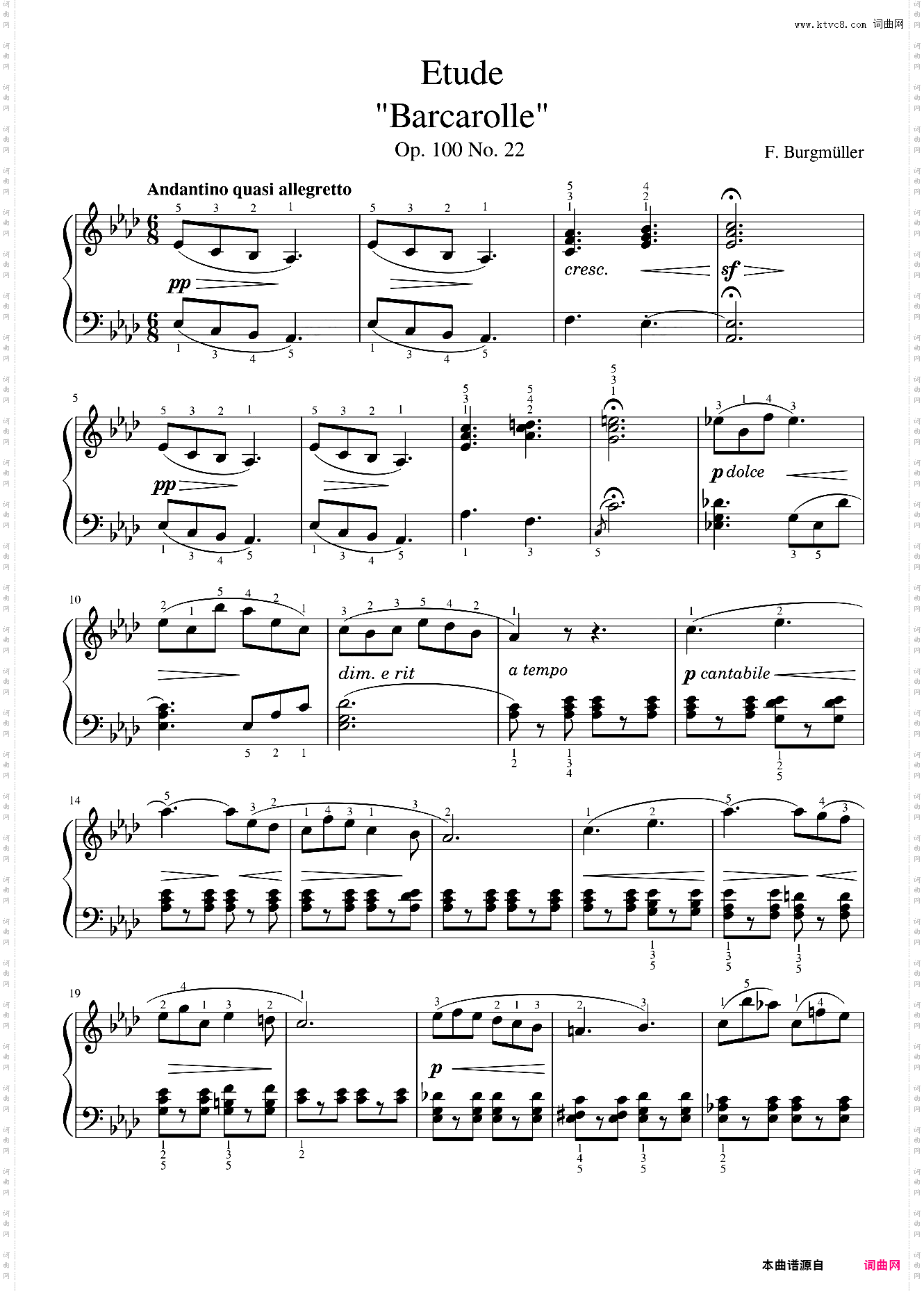 Etude Op· 100 No· 22 Barcarolle