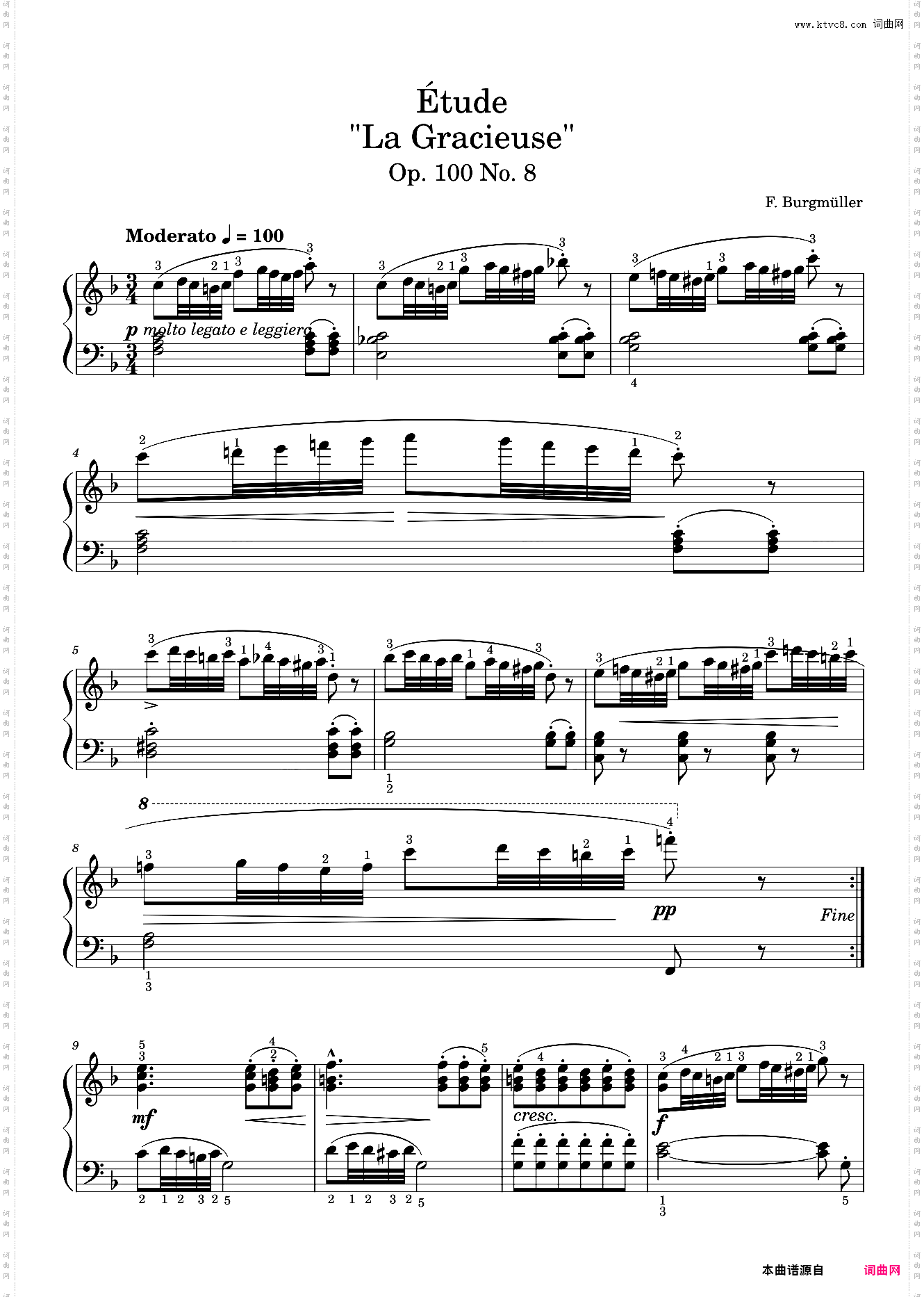 étude Op· 100 No· 8 The Grace